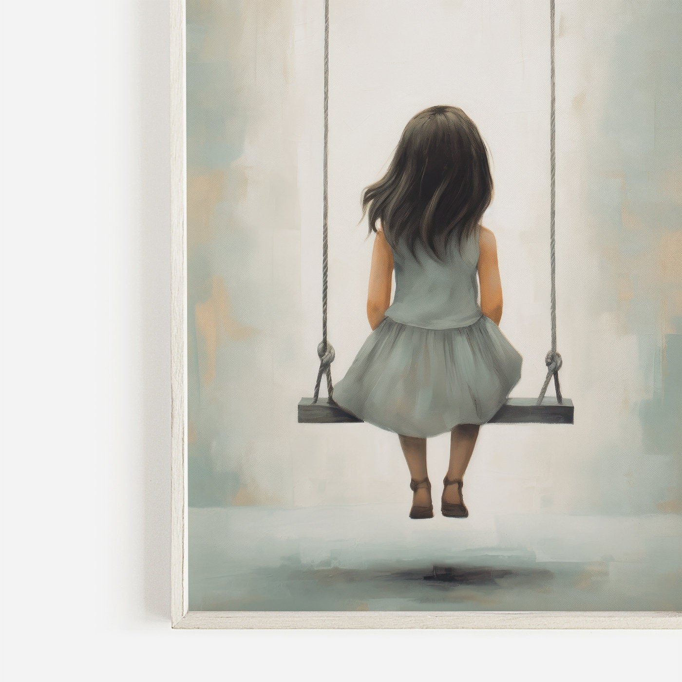 Vintage Nursery Art, Little Girl on Swing, Rustic Kids Room Decor - WildfieldPrints
