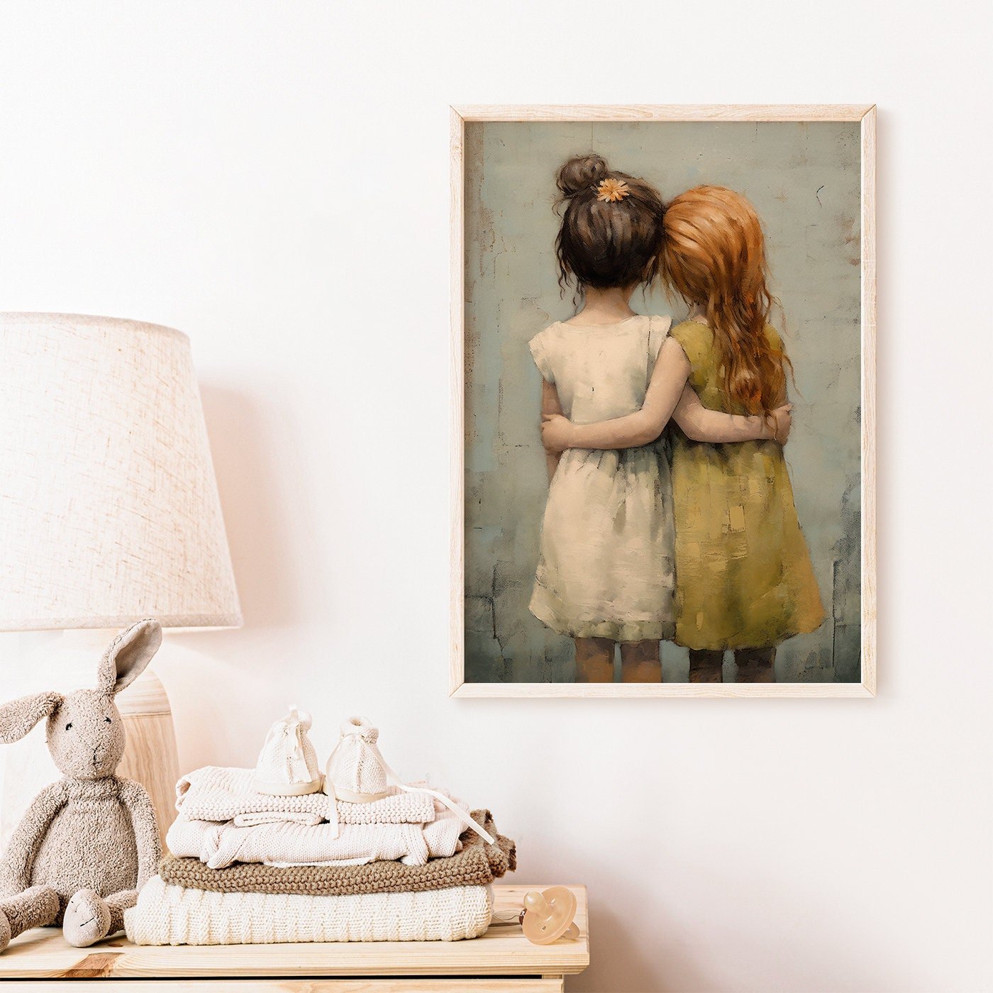 Vintage Nursery Decor, Best Friends Artwork, Friendship - Themed Wall Art - WildfieldPrints