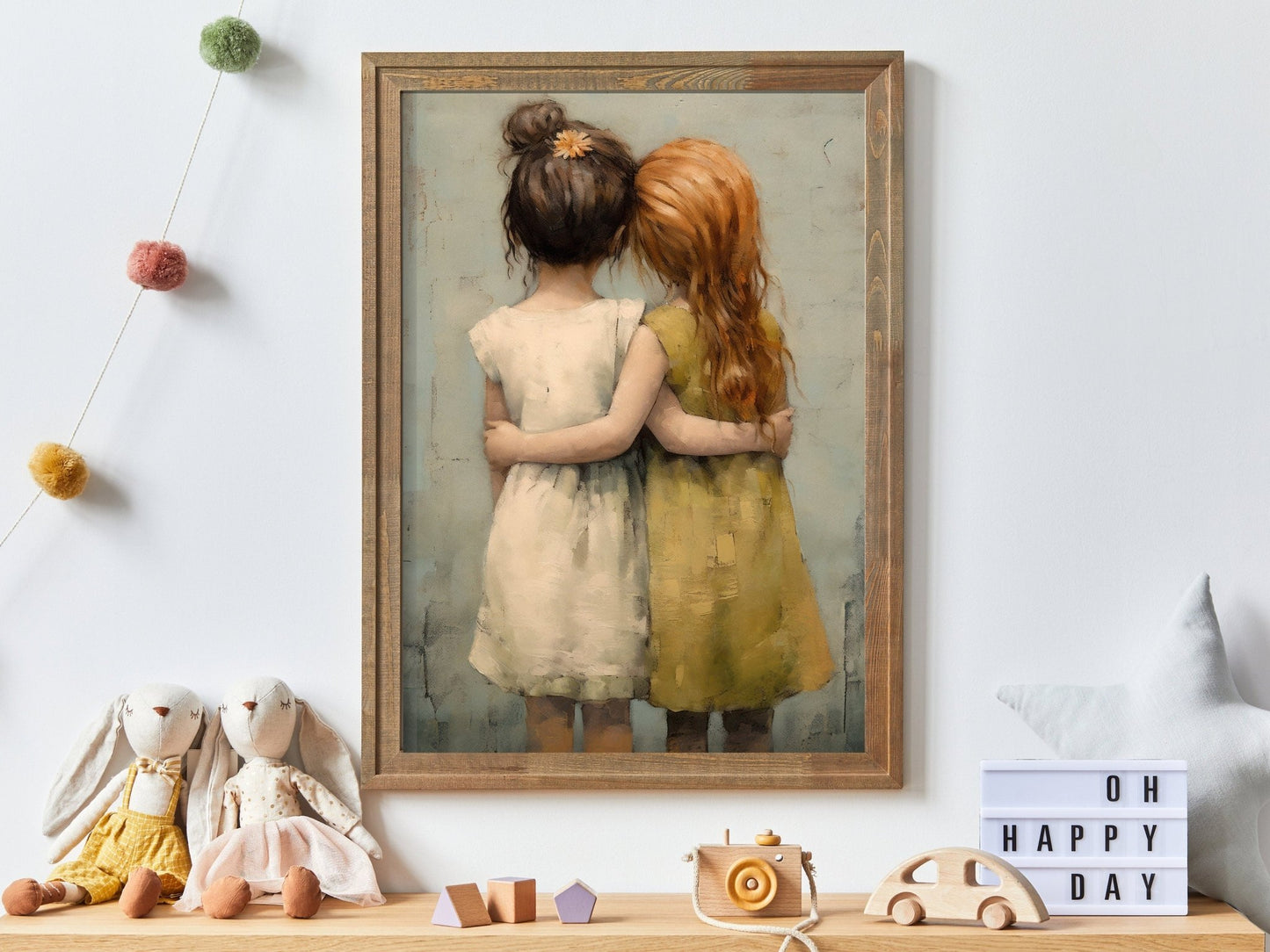 Vintage Nursery Decor, Best Friends Artwork, Friendship - Themed Wall Art - WildfieldPrints