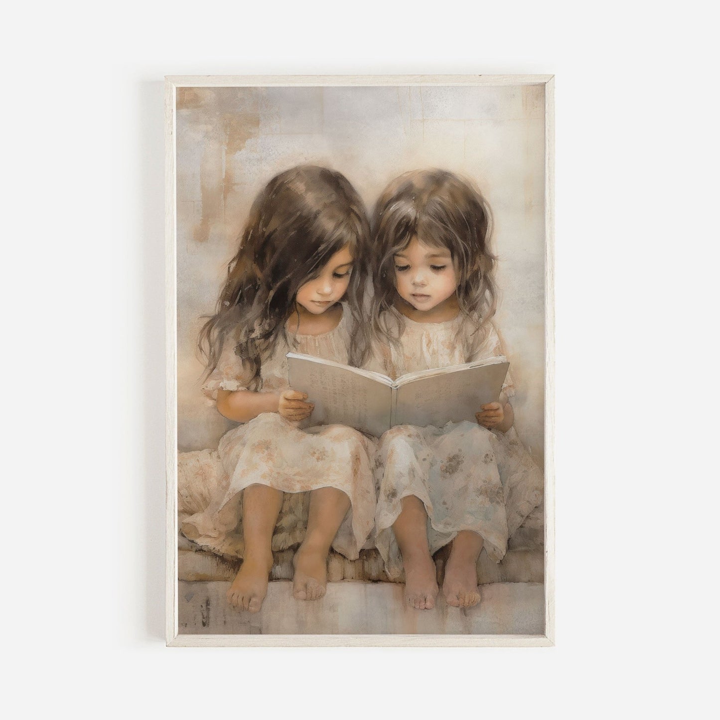 Vintage Nursery Decor, Learning & Reading Art for Girls Room, Rustic Painting - WildfieldPrints