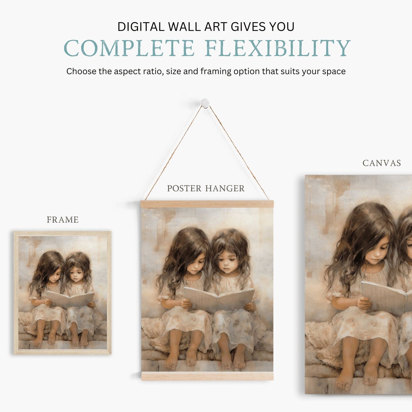 Vintage Nursery Decor, Learning & Reading Art for Girls Room, Rustic Painting - WildfieldPrints