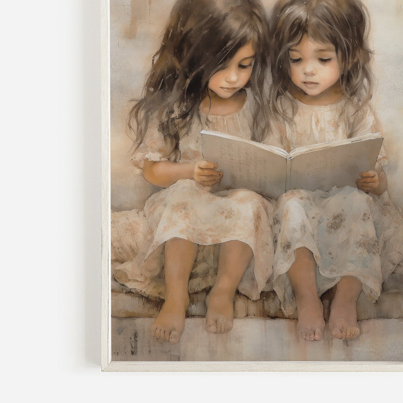 Vintage Nursery Decor, Learning & Reading Art for Girls Room, Rustic Painting - WildfieldPrints
