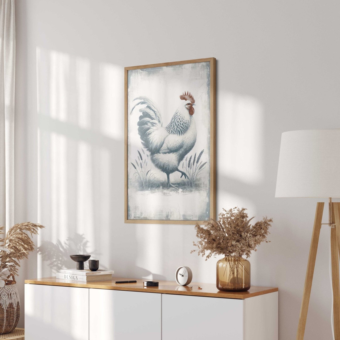 Vintage Rooster Art Print, Farmhouse Wall Decor, Farm Animal Decor - WildfieldPrints