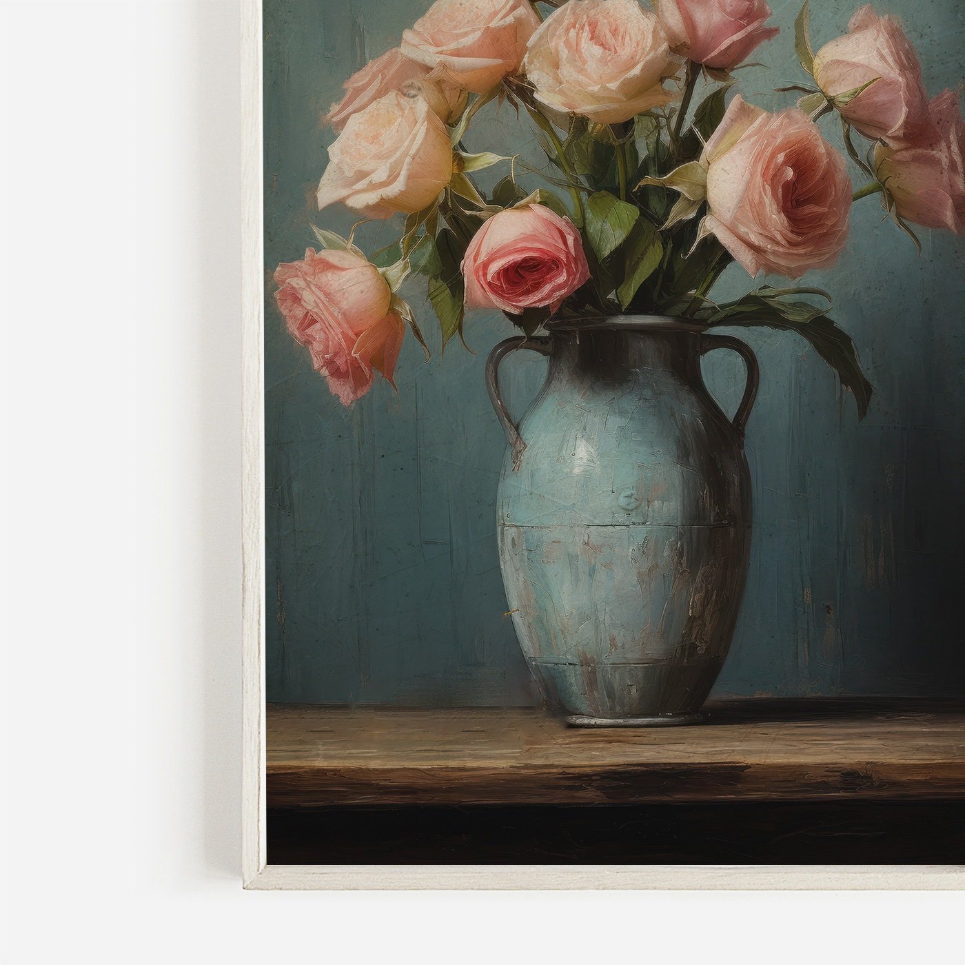 Vintage Rose Wall Art, Rustic Floral Print, Flower Home Decor - WildfieldPrints
