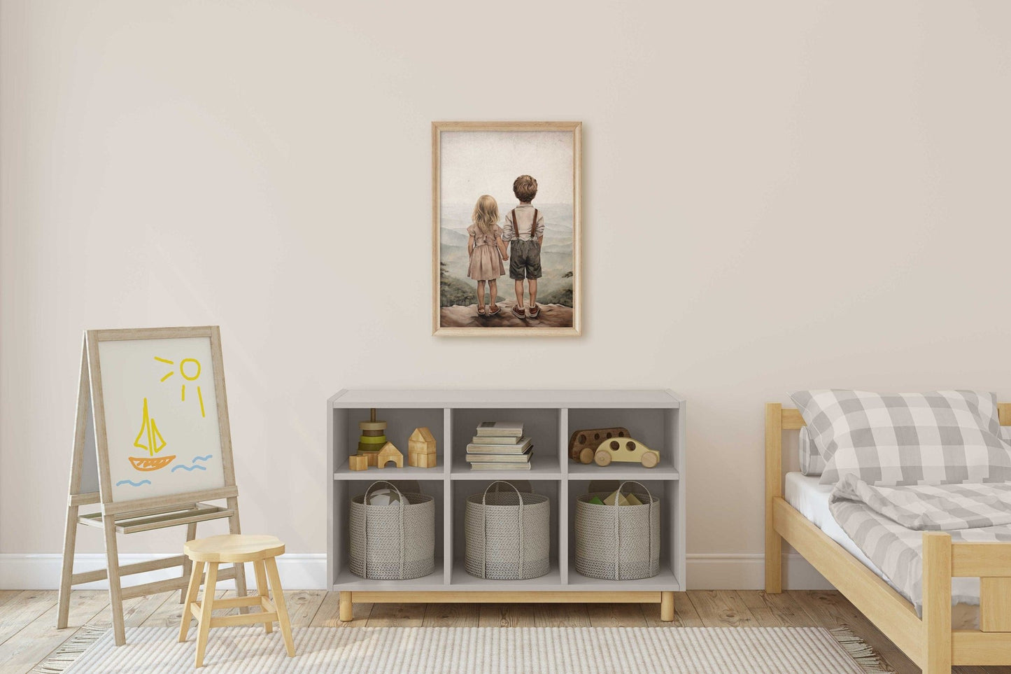 Vintage Sibling Love Print, Brother & Sister Adventure Decor, Family Bonding - WildfieldPrints