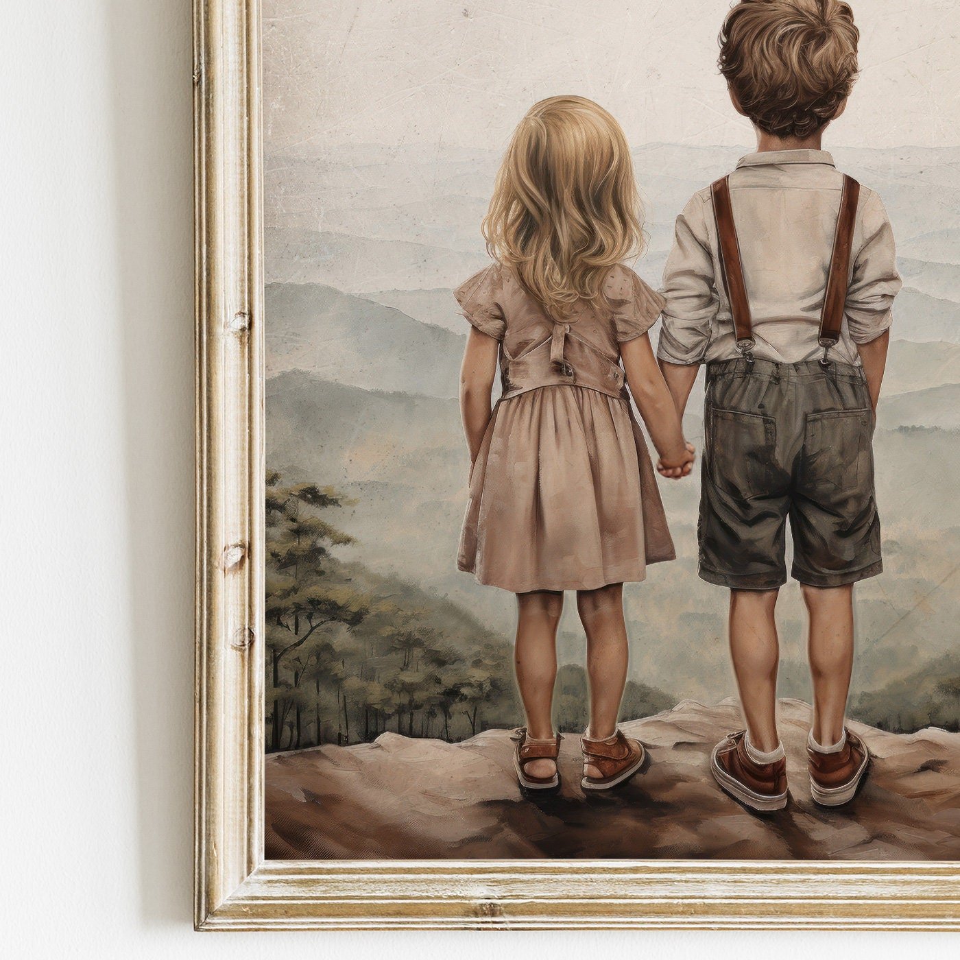 Vintage Sibling Love Print, Brother & Sister Adventure Decor, Family Bonding - WildfieldPrints