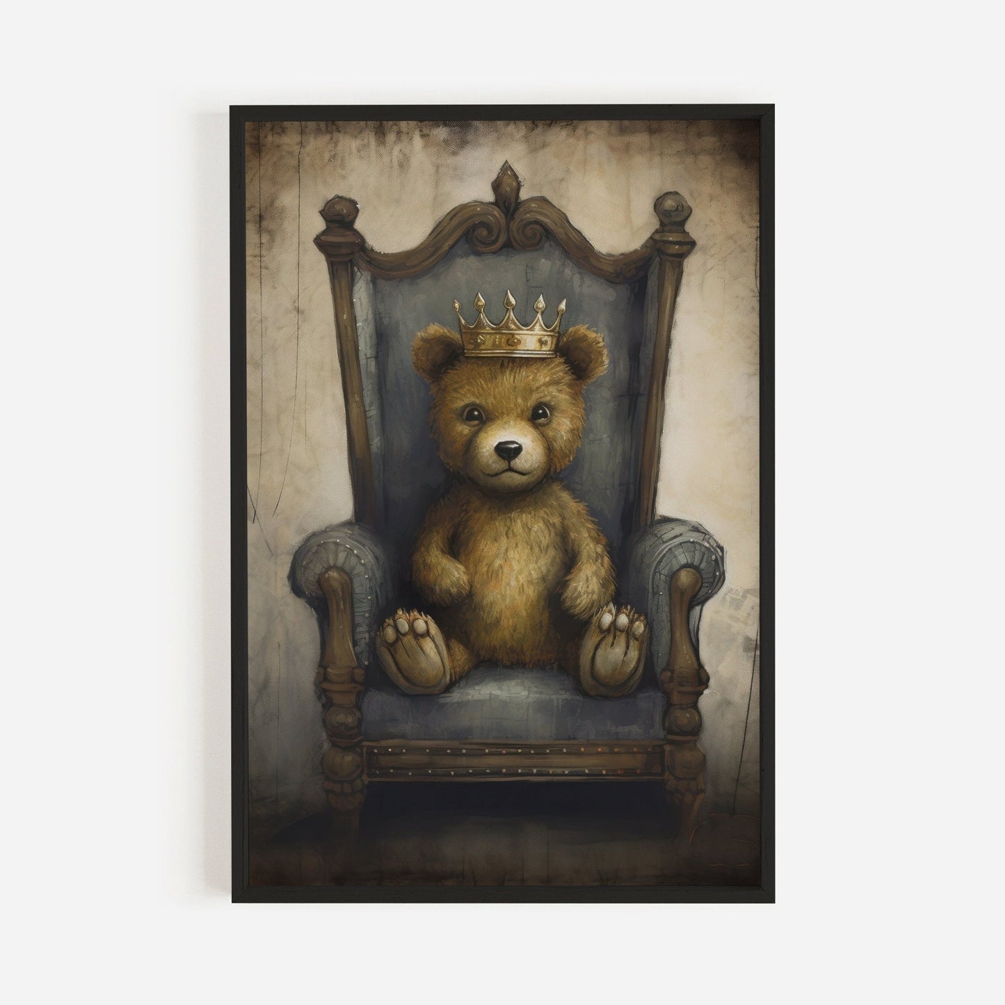 Vintage Teddy Bear Nursery Print, Royal Kids Room Decor - WildfieldPrints