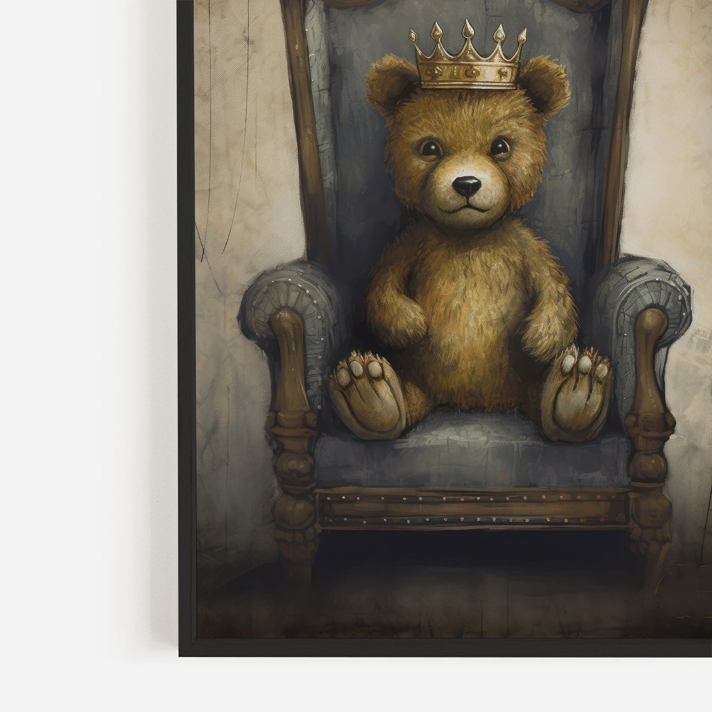Vintage Teddy Bear Nursery Print, Royal Kids Room Decor - WildfieldPrints