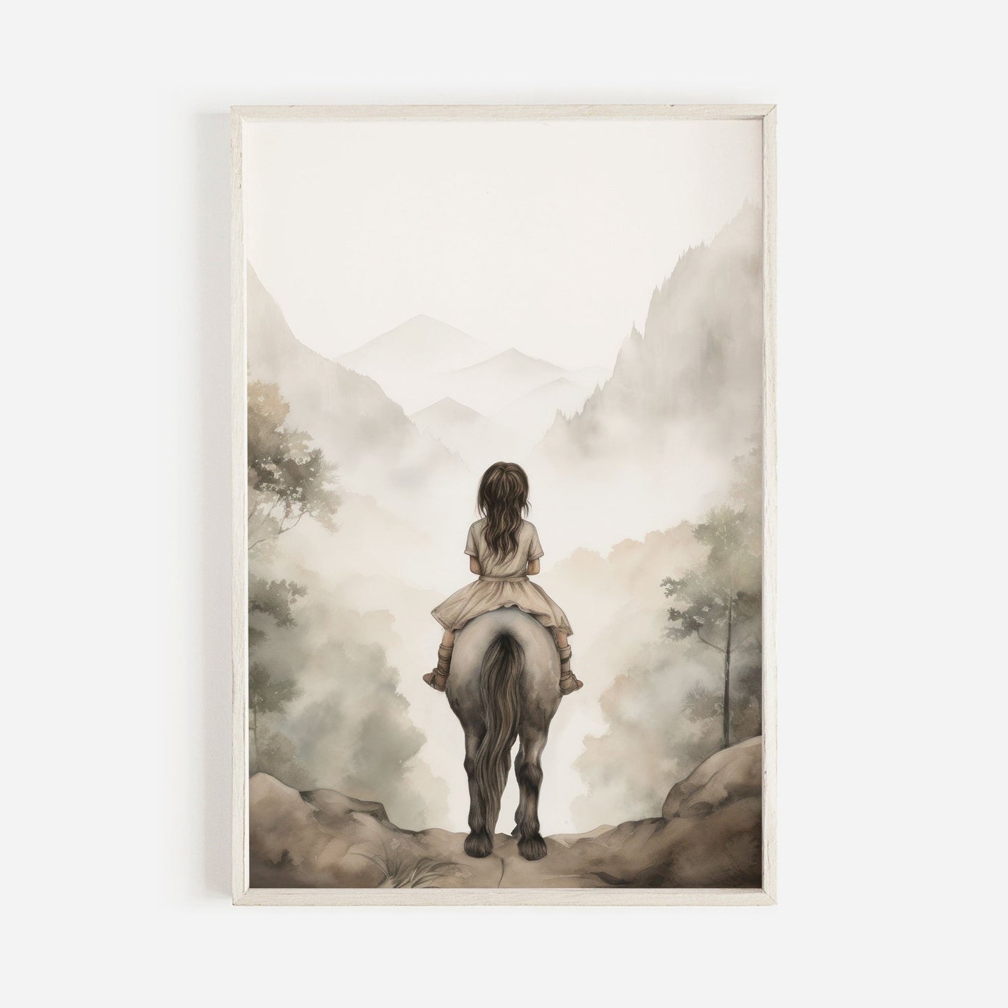 Vintage Watercolor Horse Art, Nursery Room Decor, Equestrian Wall Print - WildfieldPrints