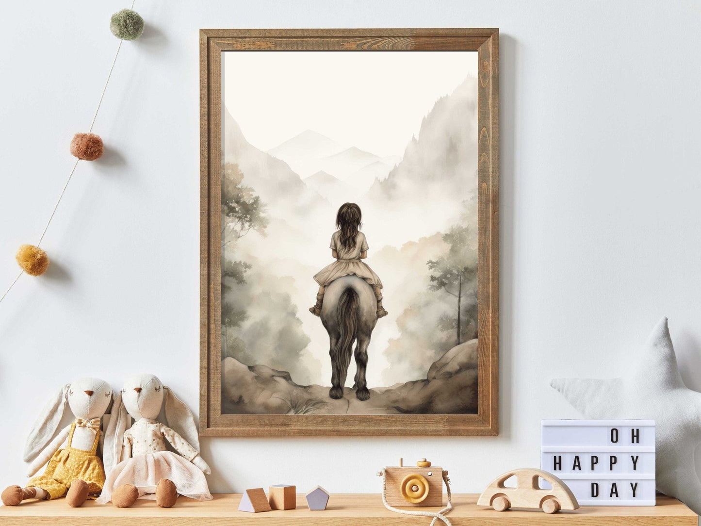Vintage Watercolor Horse Art, Nursery Room Decor, Equestrian Wall Print - WildfieldPrints