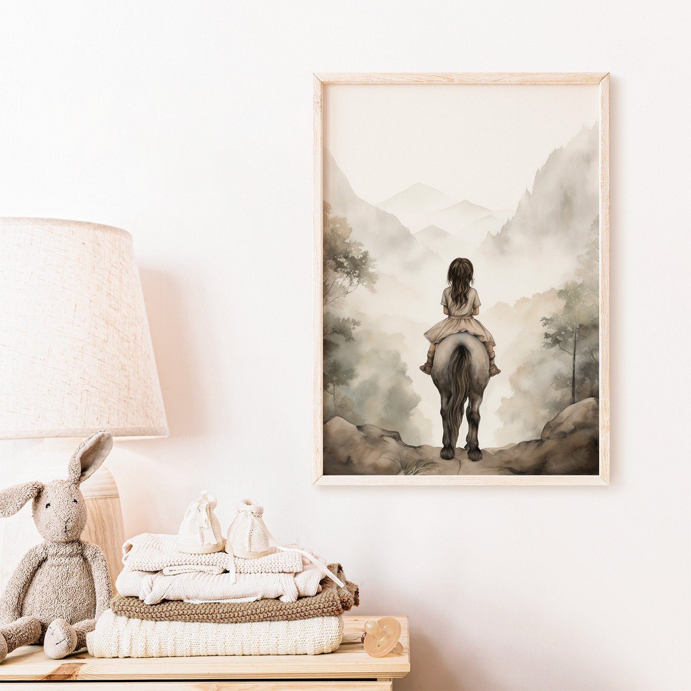 Vintage Watercolor Horse Art, Nursery Room Decor, Equestrian Wall Print - WildfieldPrints