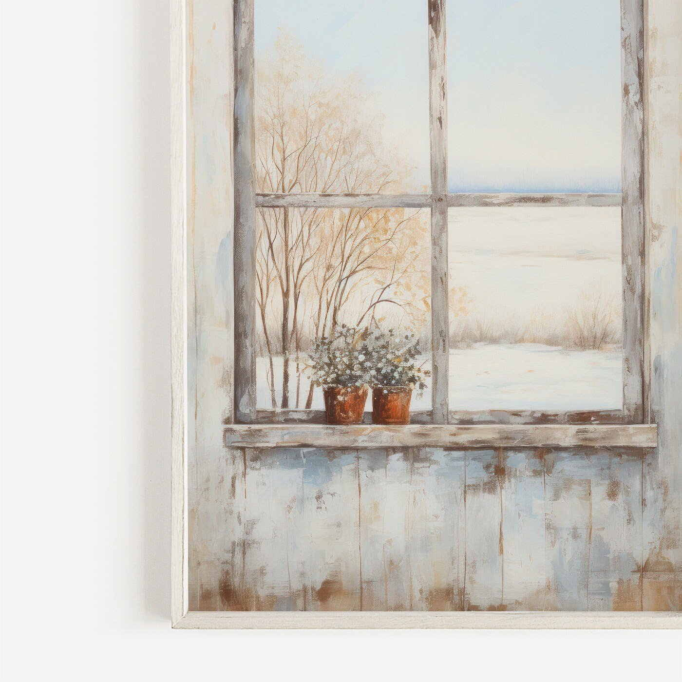 Vintage Window Wall Decor, Rustic Painting, Charming Home Accent - WildfieldPrints