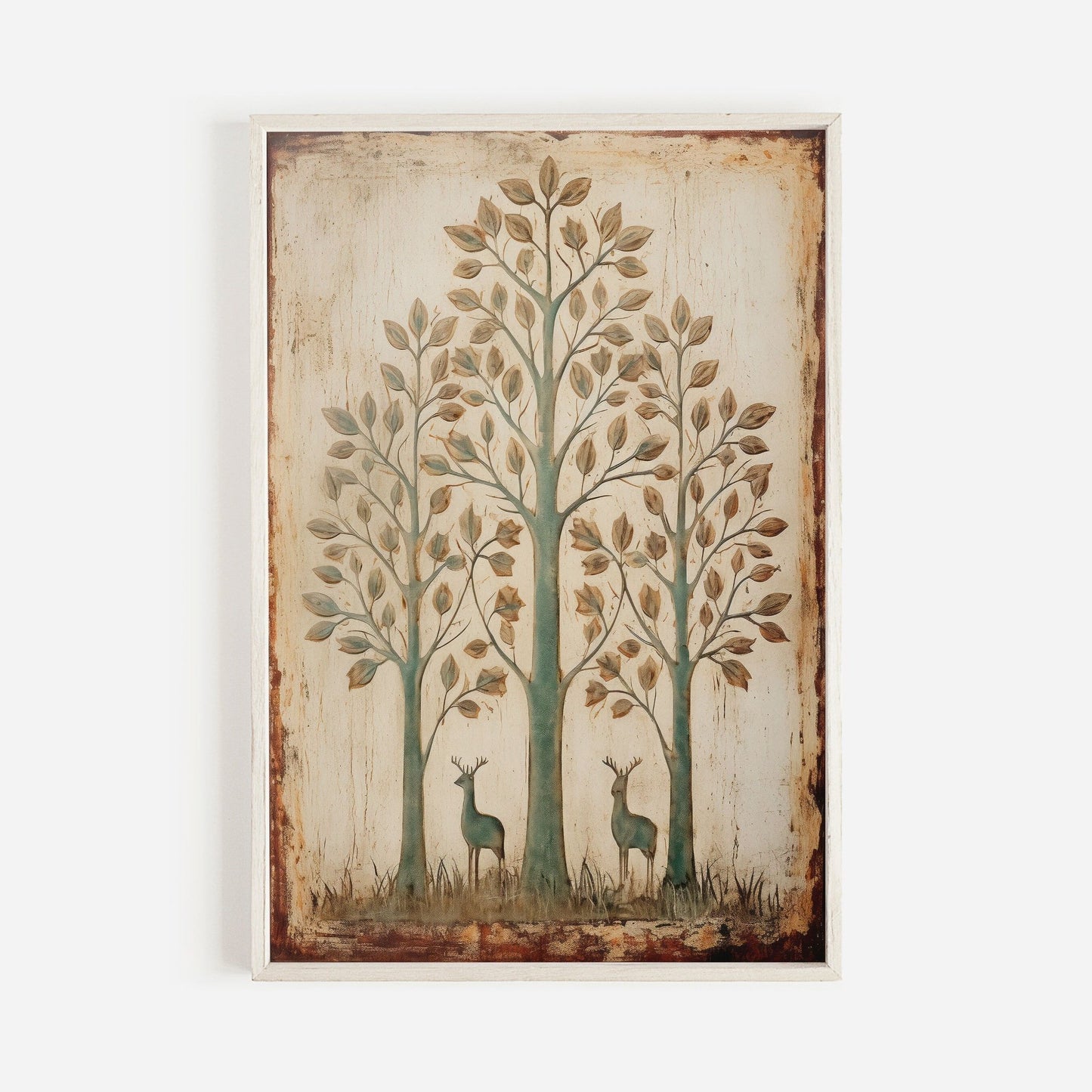 Wall Art, Abstract Nature Print, Vintage Minimalist Decor, Deer Artwork - WildfieldPrints