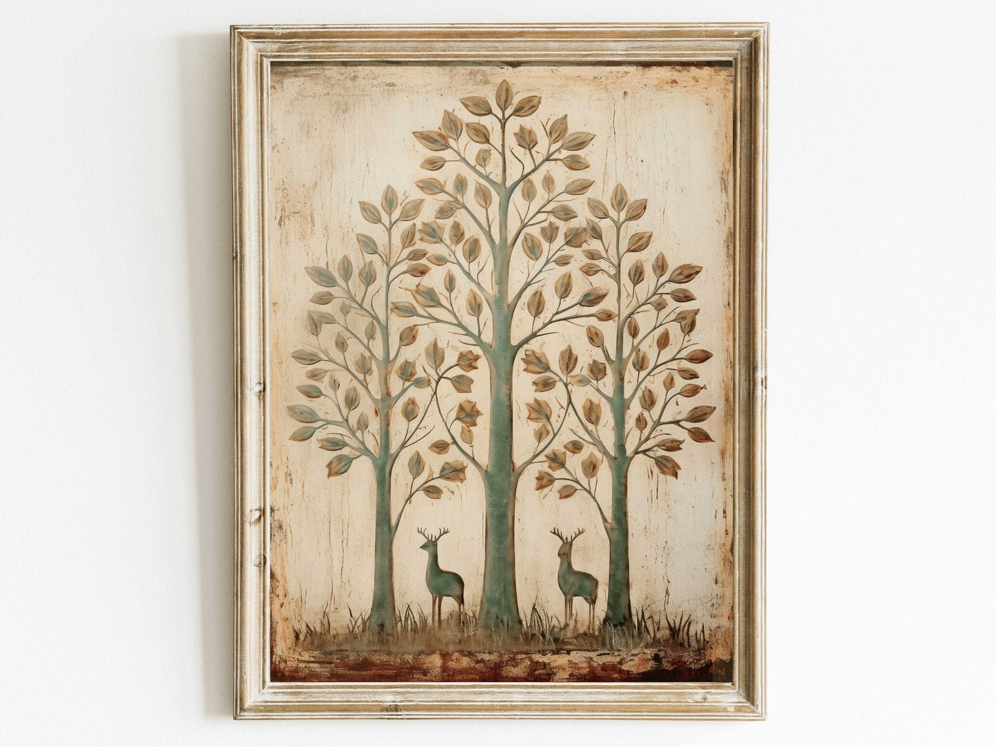 Wall Art, Abstract Nature Print, Vintage Minimalist Decor, Deer Artwork - WildfieldPrints