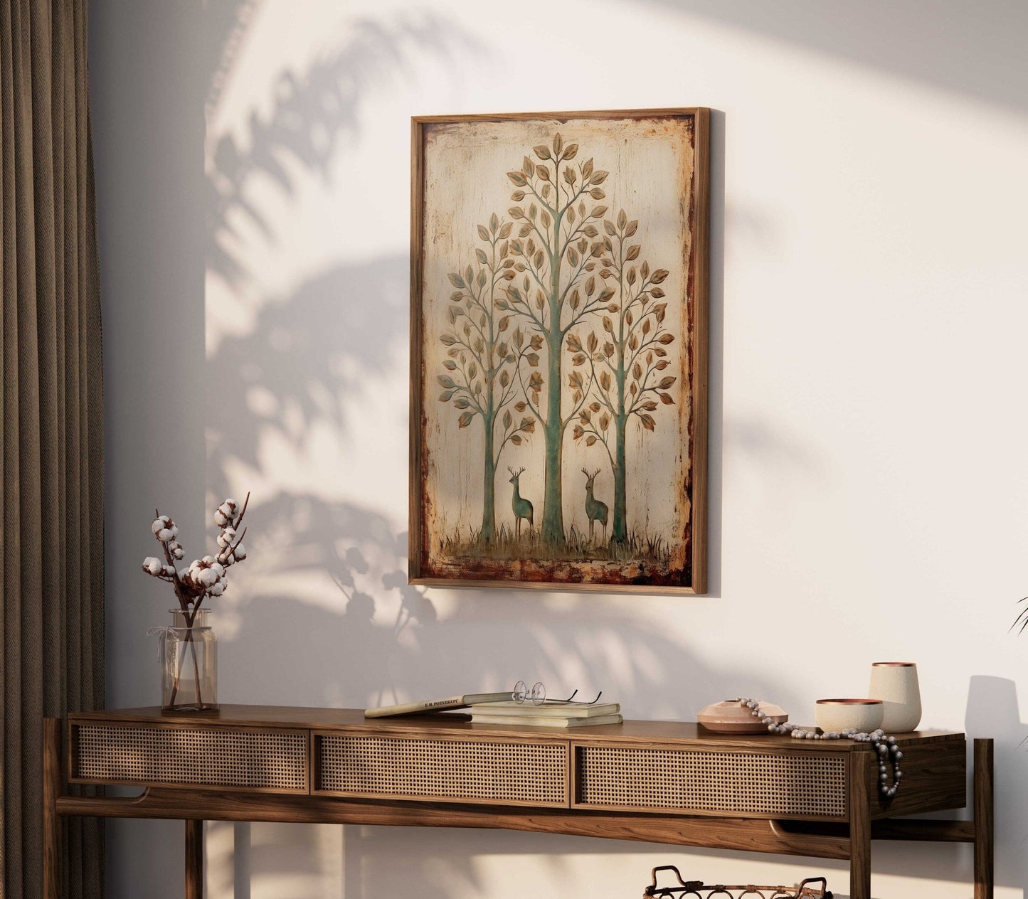 Wall Art, Abstract Nature Print, Vintage Minimalist Decor, Deer Artwork - WildfieldPrints