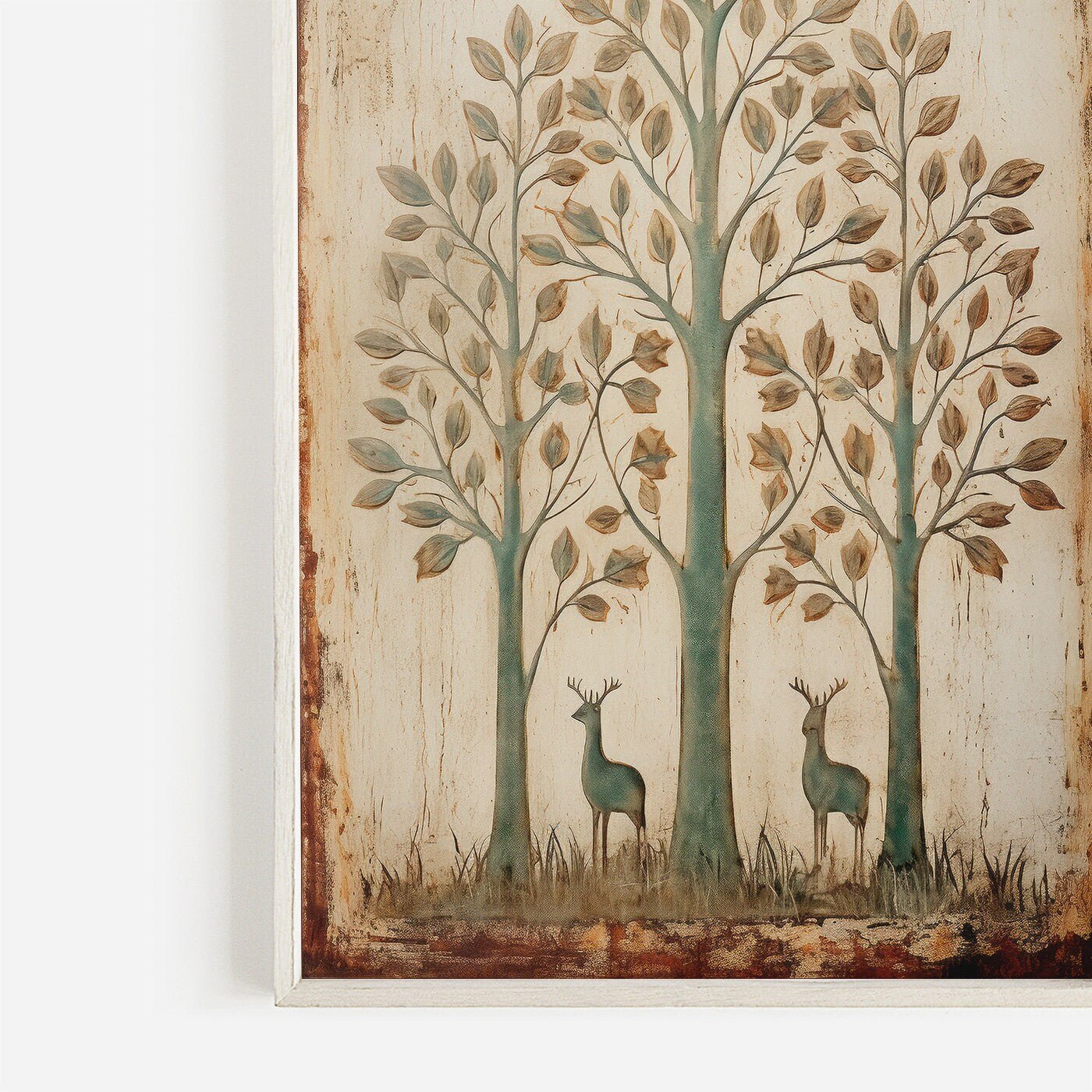 Wall Art, Abstract Nature Print, Vintage Minimalist Decor, Deer Artwork - WildfieldPrints