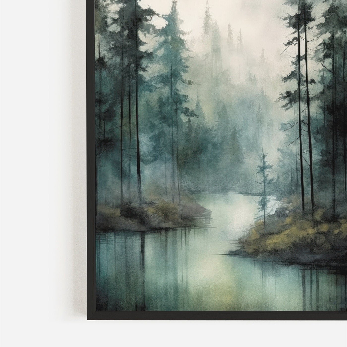 Watercolor Forest Art, Moody Wall Decor, Vintage Nature Print - WildfieldPrints