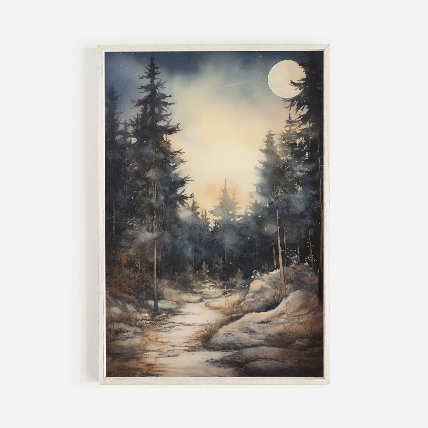 Watercolor Forest Art, Rustic Home Decor, Vintage Nature Print - WildfieldPrints