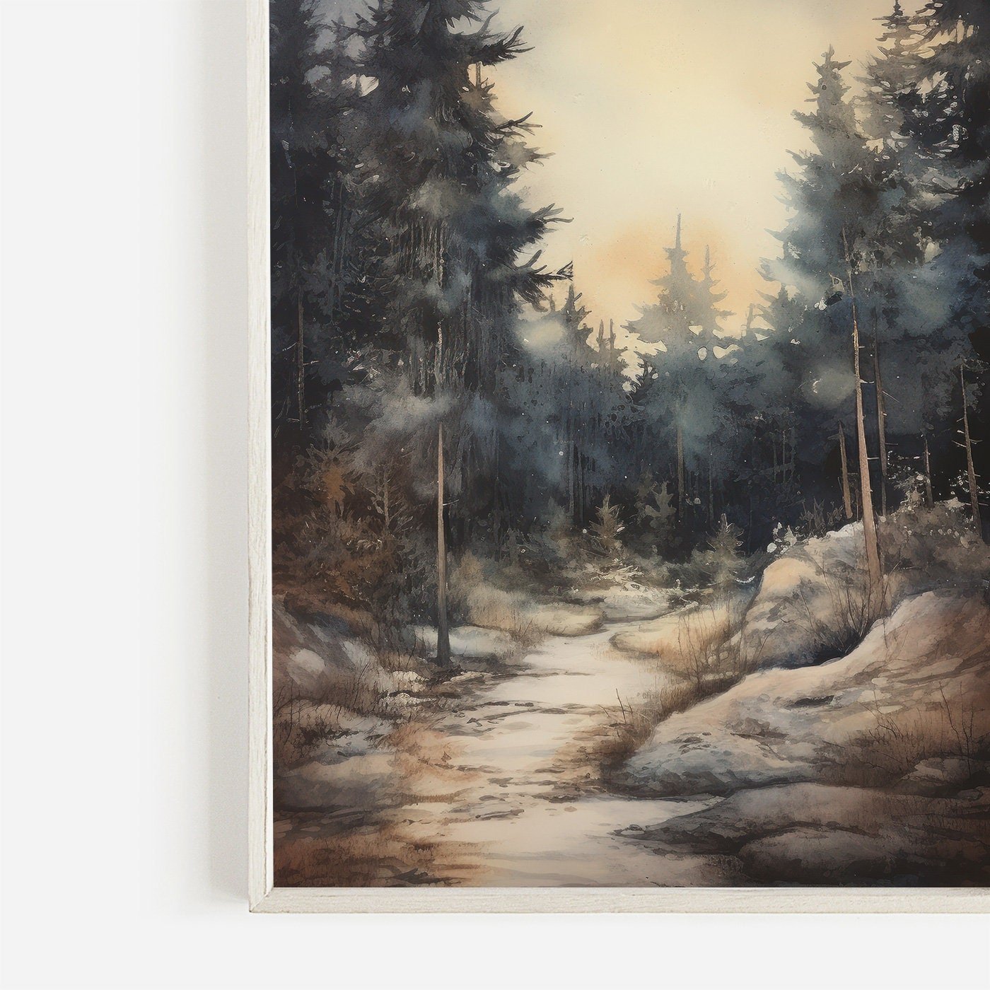 Watercolor Forest Art, Rustic Home Decor, Vintage Nature Print - WildfieldPrints