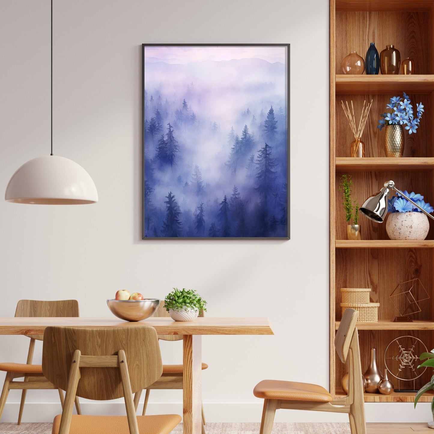 Watercolor Forest Prints, Mystical Landscape Decor, Purple Wall Art - WildfieldPrints