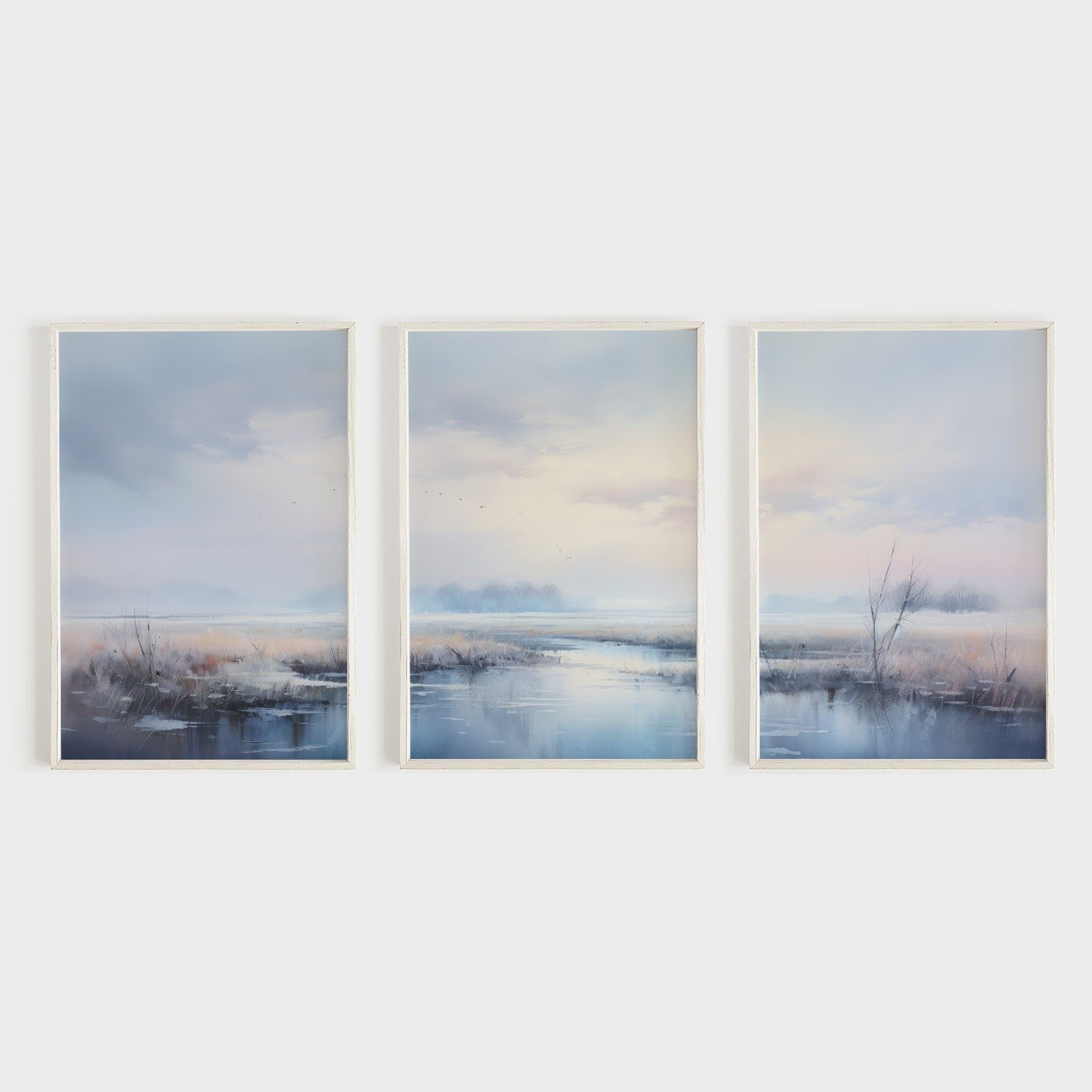 Watercolor Landscape Art, Scenic Nature Wall Decor, Triptych Collection - WildfieldPrints