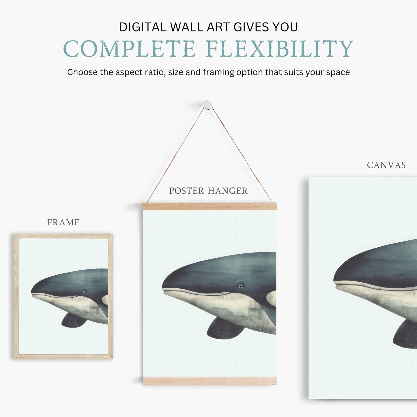 Whale Nursery Print, Ocean Animal Decor, Vintage Kids Wall Art - WildfieldPrints