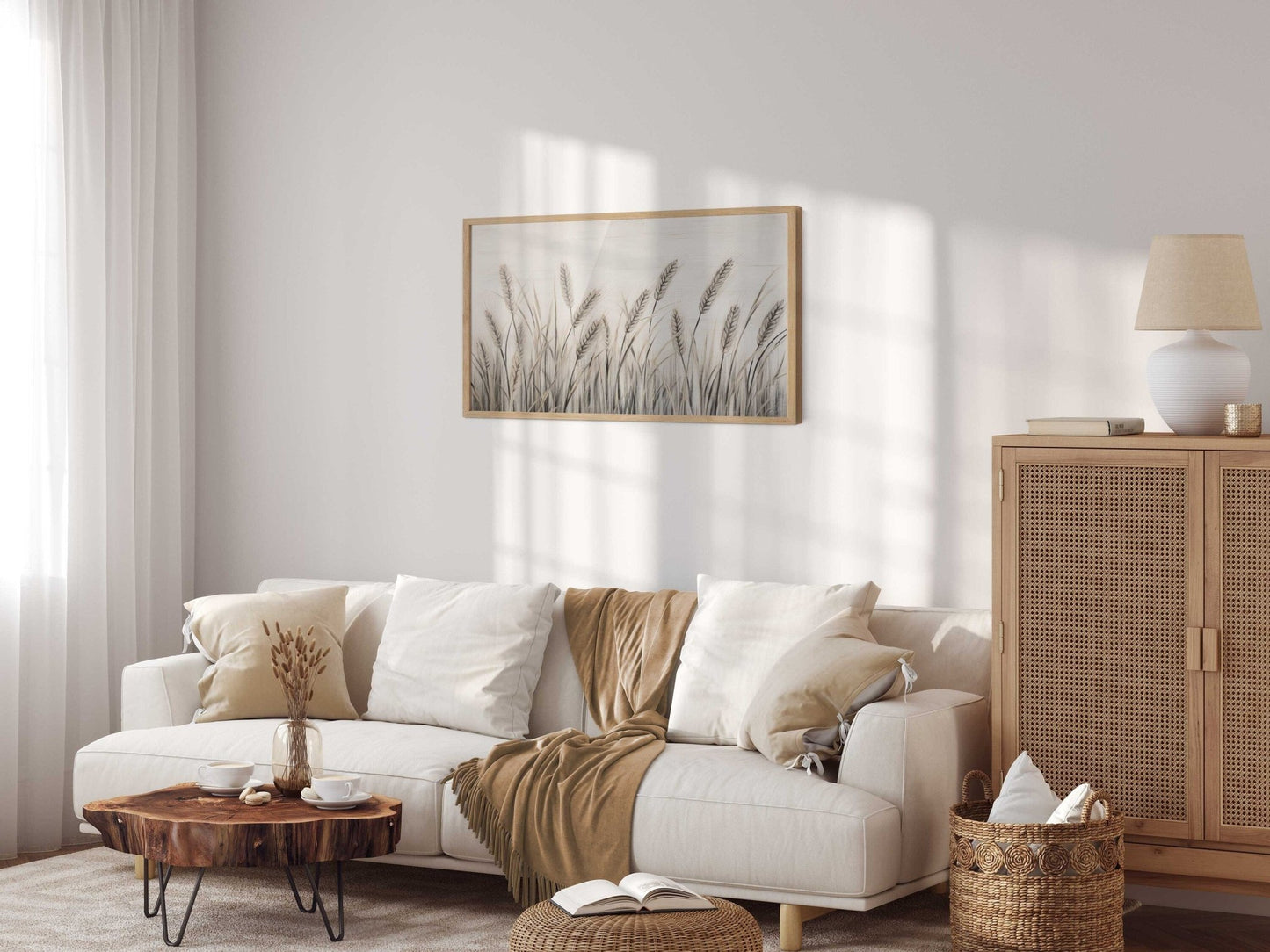 Wheat Field Painting, Botanical Decor, Farmhouse Wall Art - WildfieldPrints