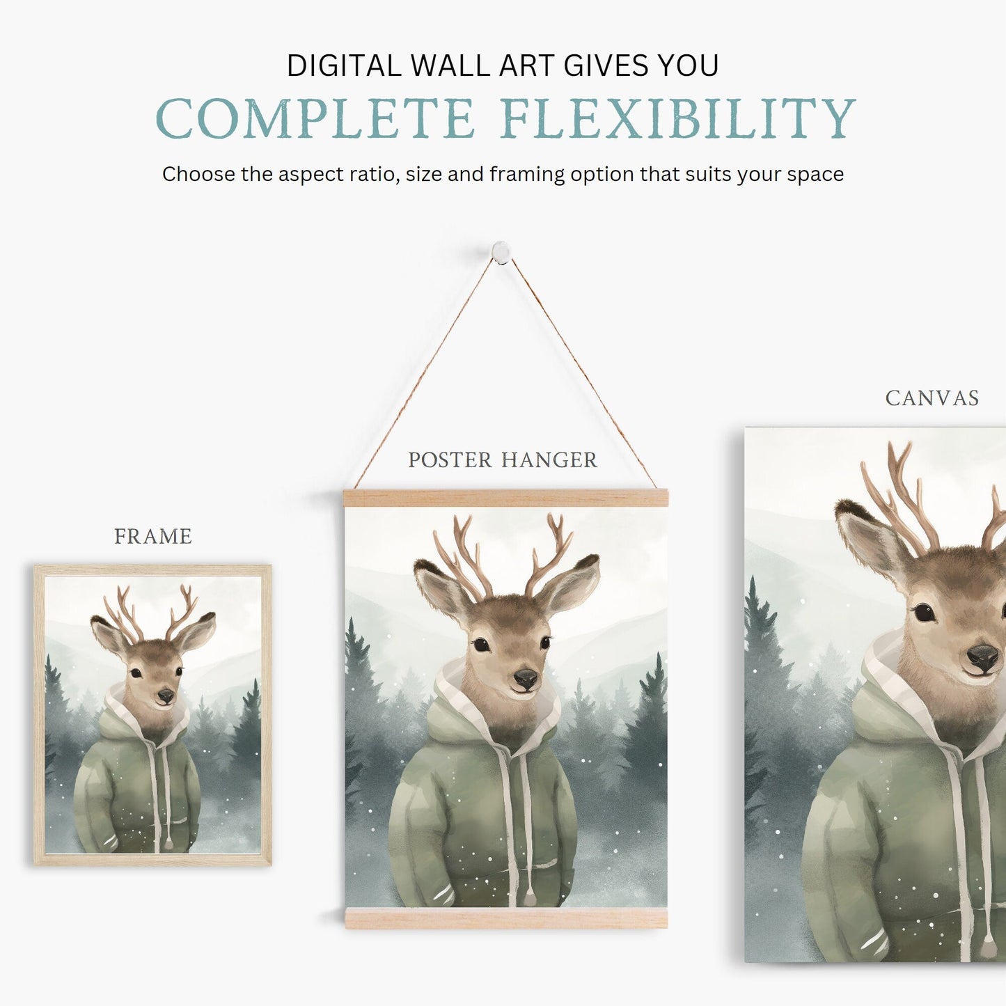 Whimsical Forest Friends Art, Vintage Wildlife Decor, Cute Animal Portraits - WildfieldPrints