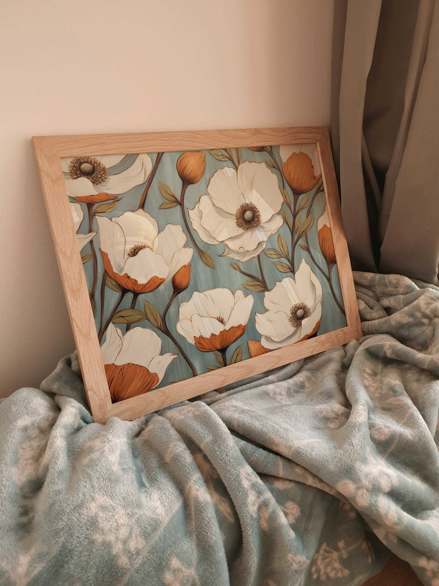 White Flowers Print, Rustic Wall Decor, Vintage Floral Art - WildfieldPrints