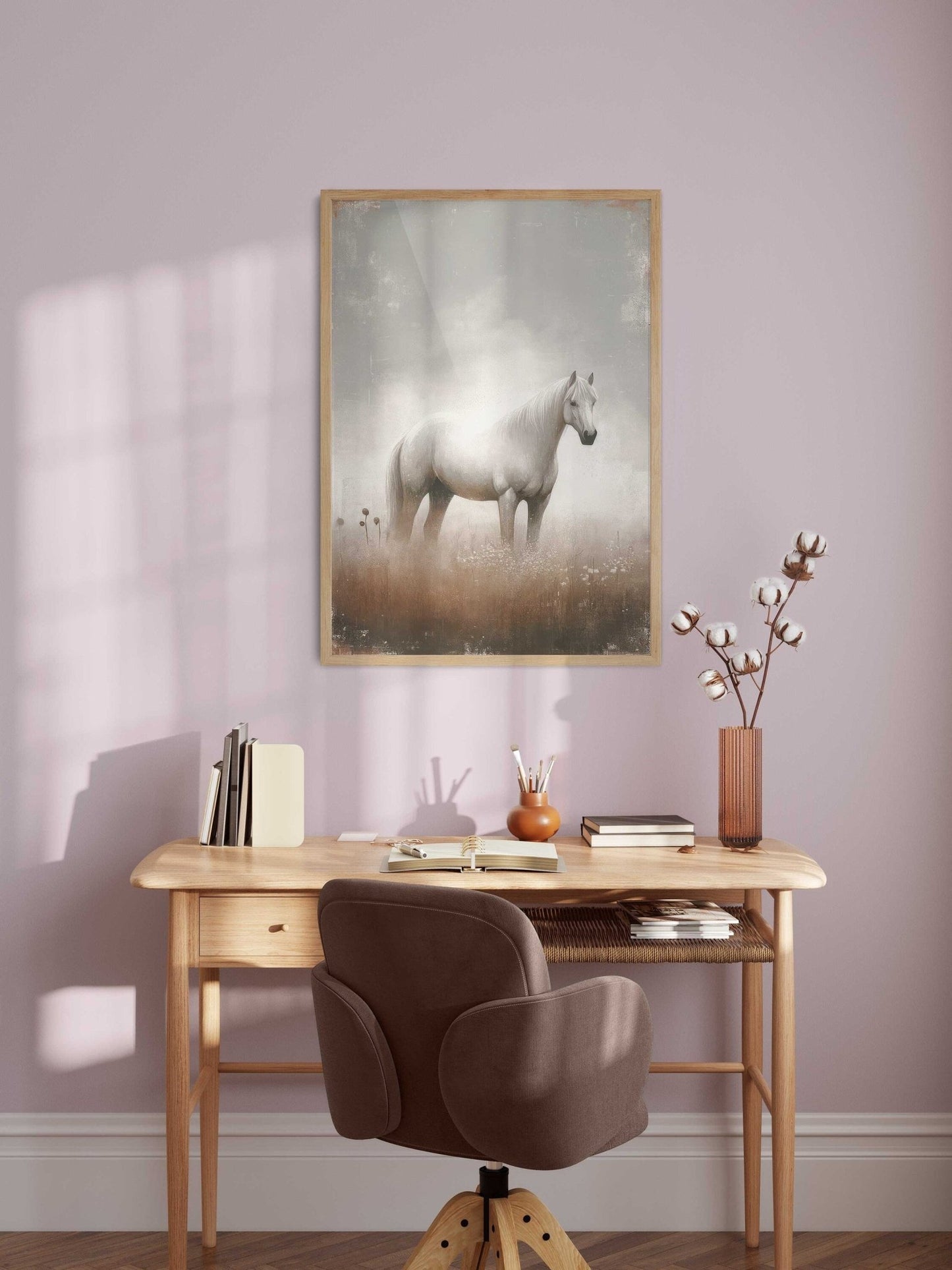 White Horse Artwork, Equestrian Home Decor, Vintage Horse Print - WildfieldPrints