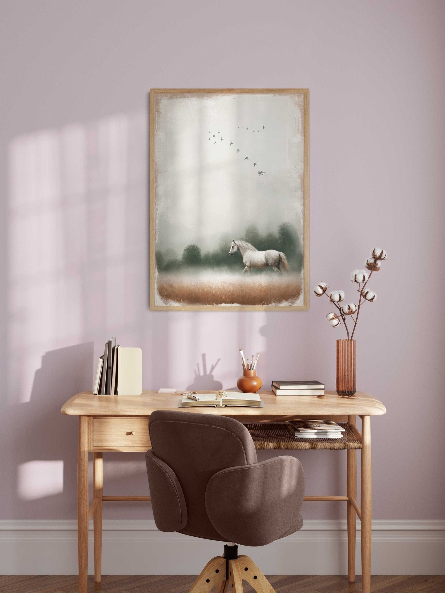 White Horse Wall Art, Equestrian Decor, Gift for Horse Lovers - WildfieldPrints