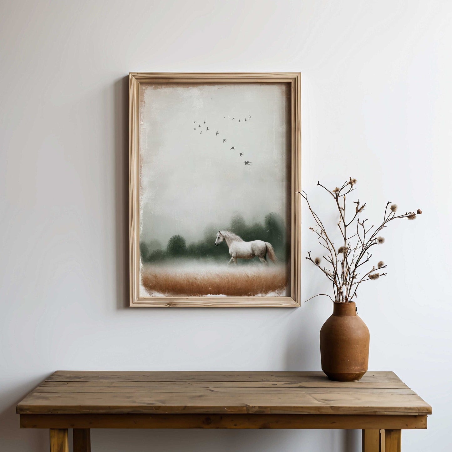White Horse Wall Art, Equestrian Decor, Gift for Horse Lovers - WildfieldPrints