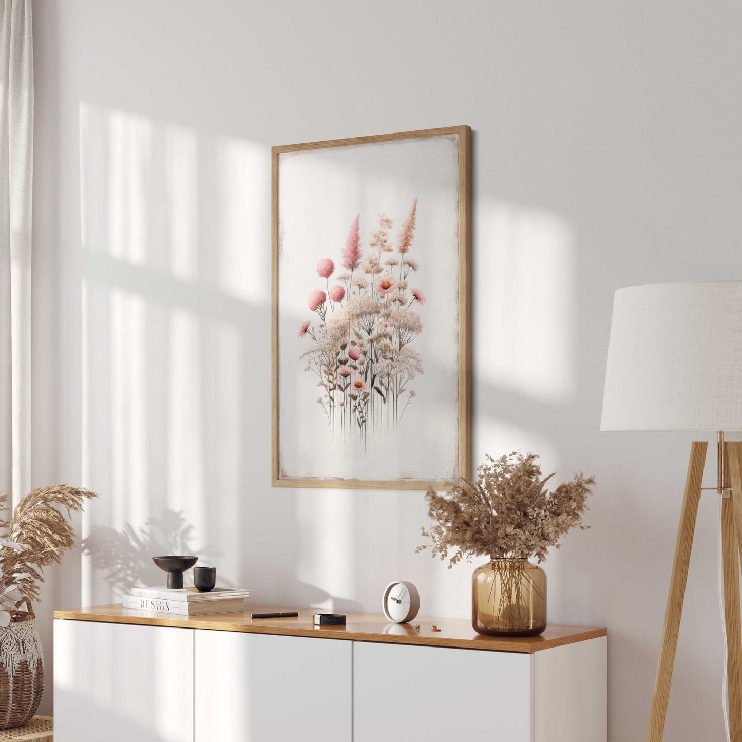 Wildflower Art Print, Rustic Floral Decor, Minimalist Flower Design - WildfieldPrints