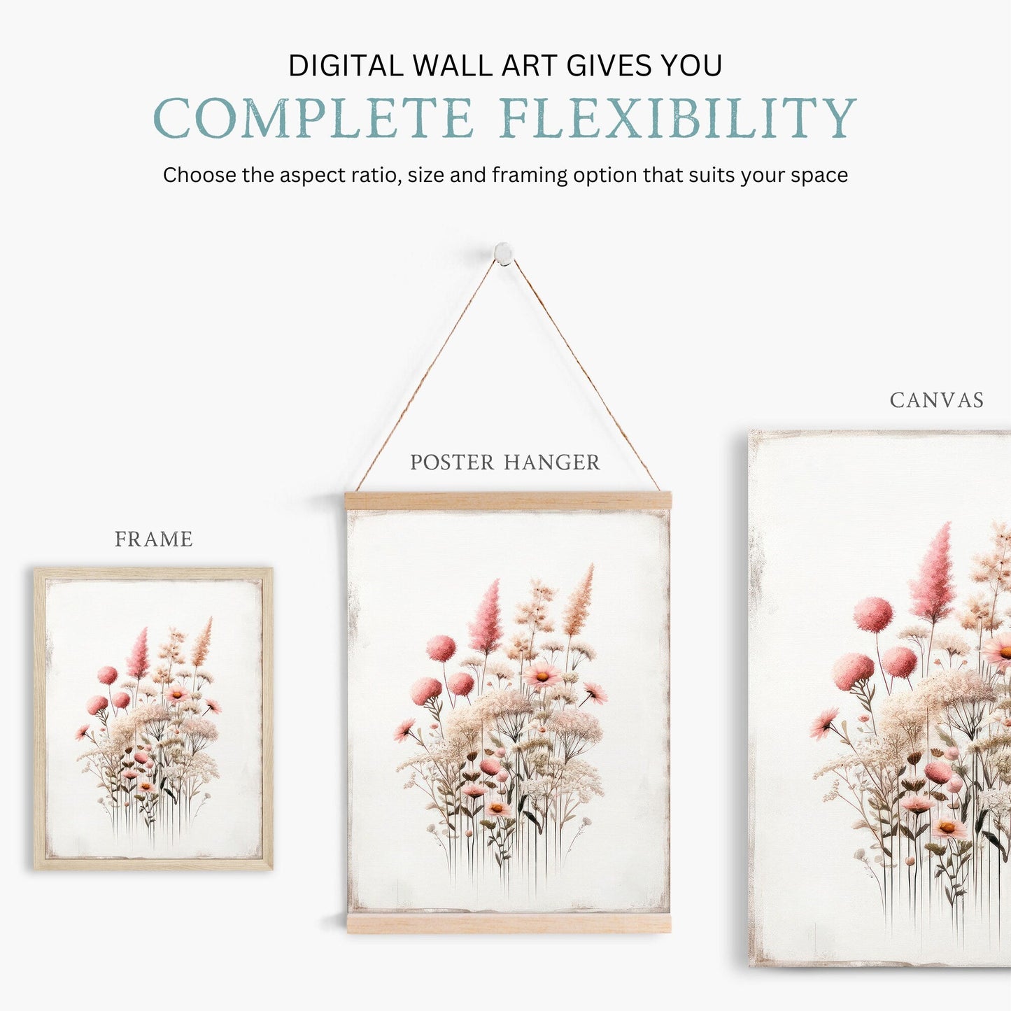 Wildflower Art Print, Rustic Floral Decor, Minimalist Flower Design - WildfieldPrints