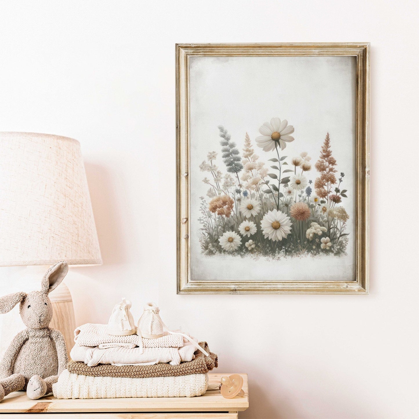 Wildflower Art Print, Rustic Floral Decor, Minimalist Flower Wall Art - WildfieldPrints