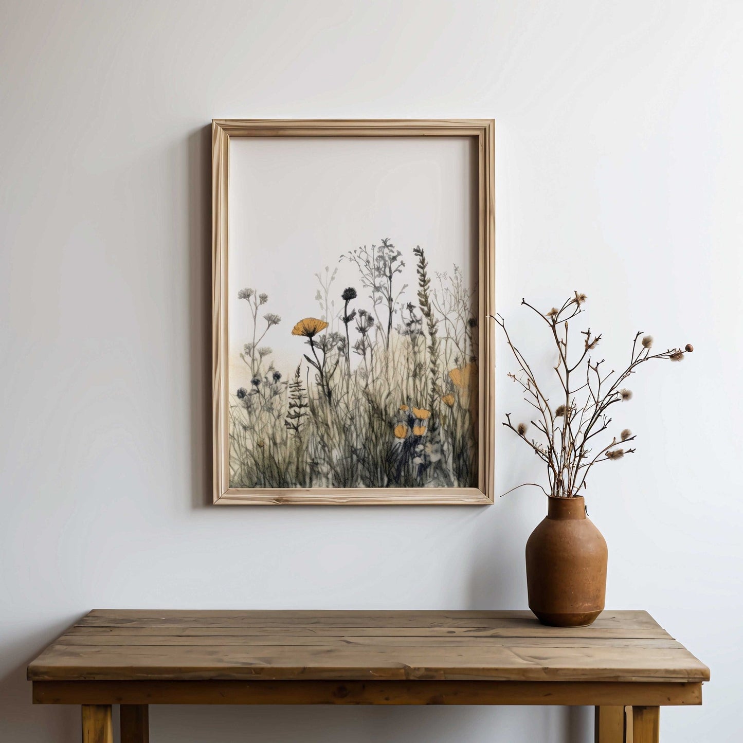 Wildflower Art Print, Rustic Floral Decor, Vintage Botanical Design - WildfieldPrints