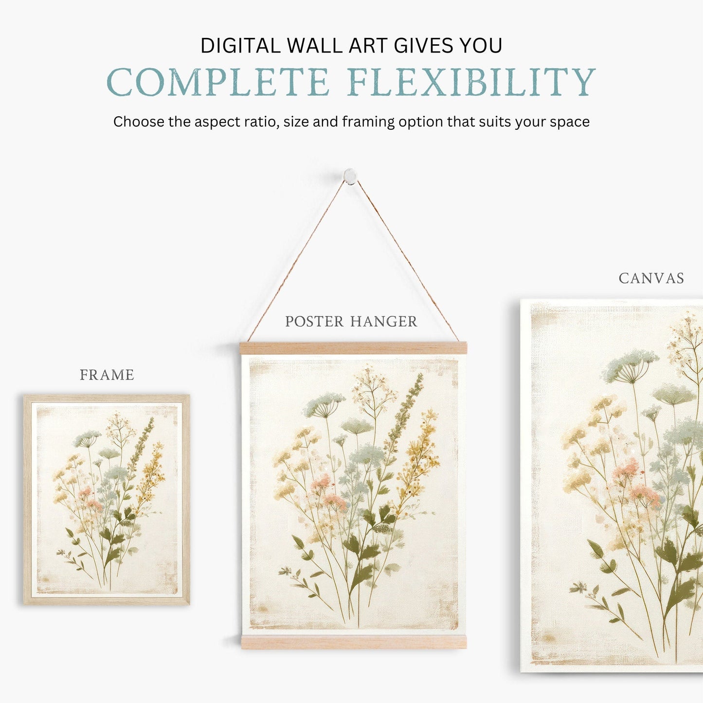 Wildflower Art Print, Rustic Floral Decor, Vintage Flower Artwork - WildfieldPrints