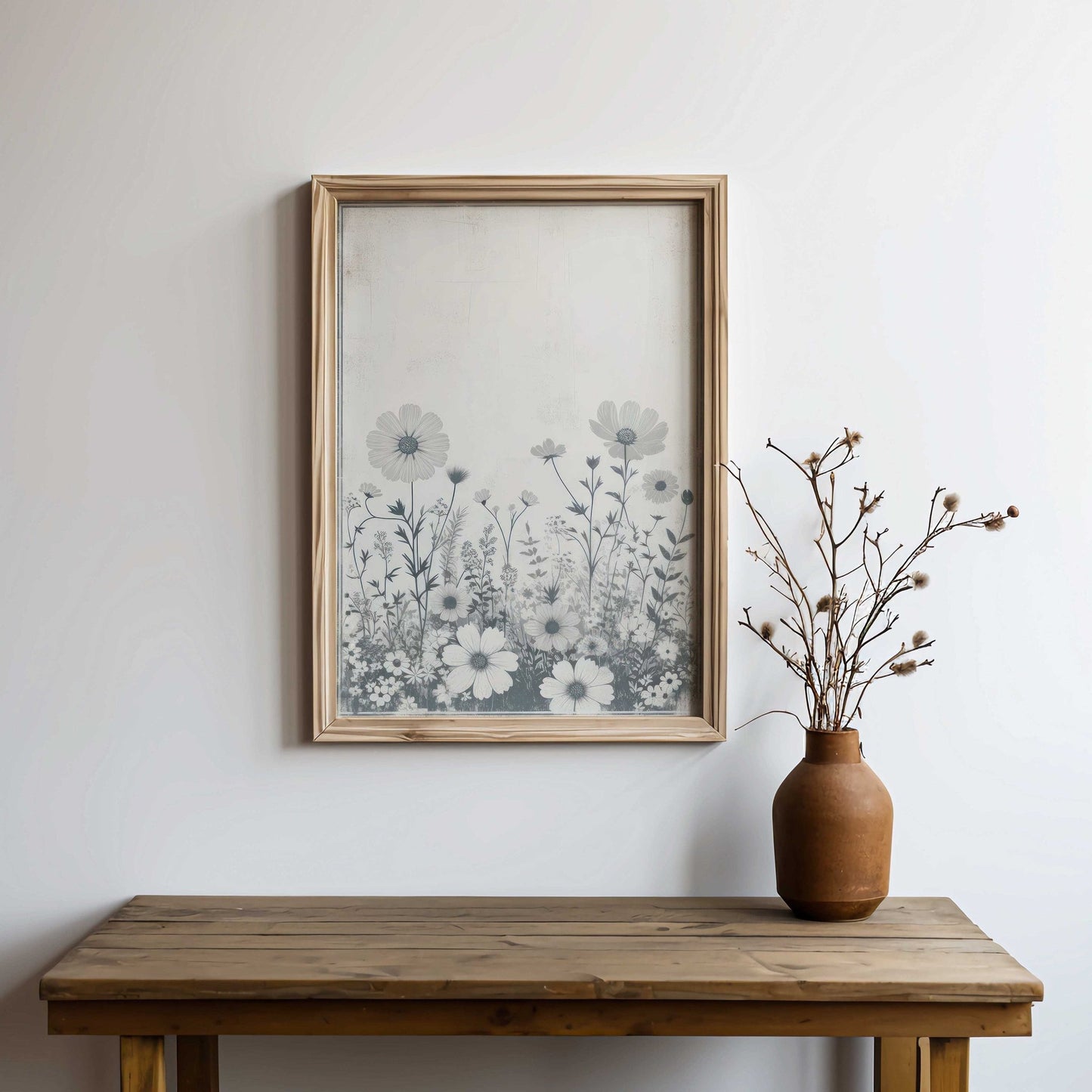 Wildflower Art Print, Rustic Floral Wall Decor, Vintage Flower Decor - WildfieldPrints