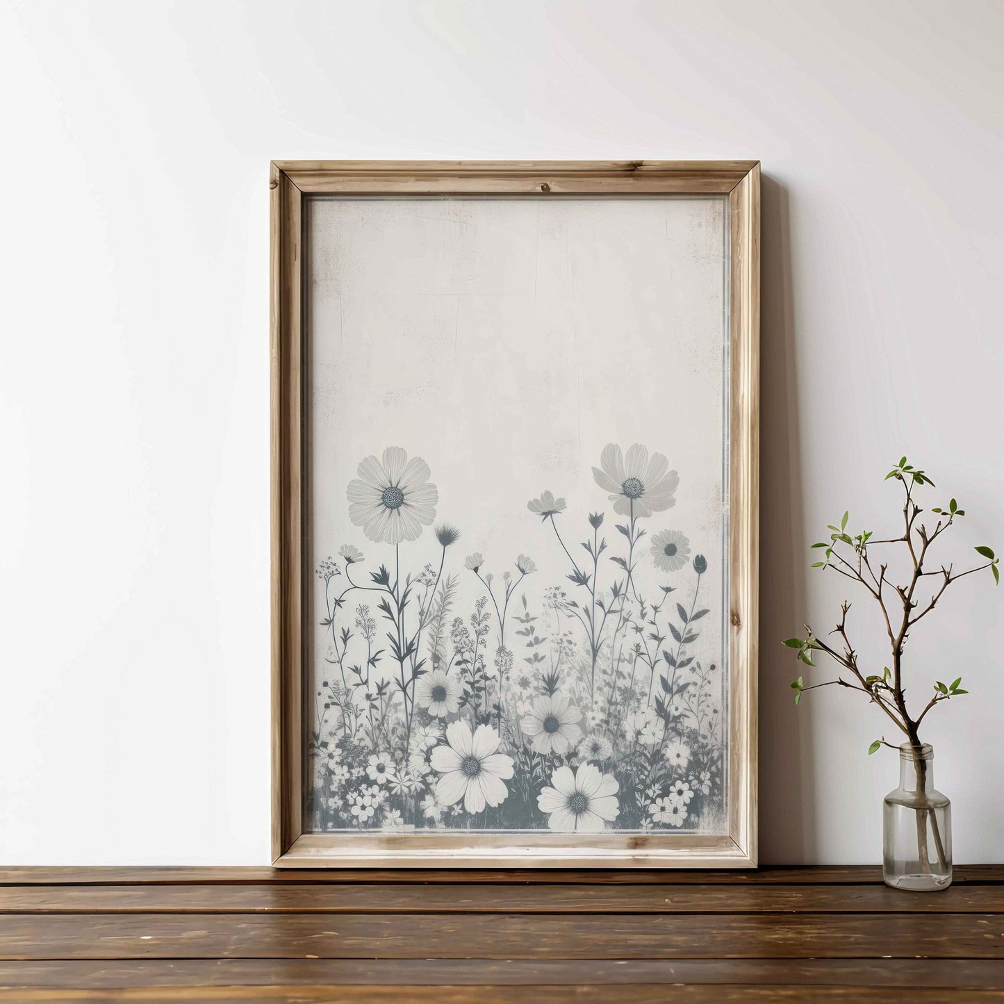 Wildflower Art Print, Rustic Floral Wall Decor, Vintage Flower Decor - WildfieldPrints