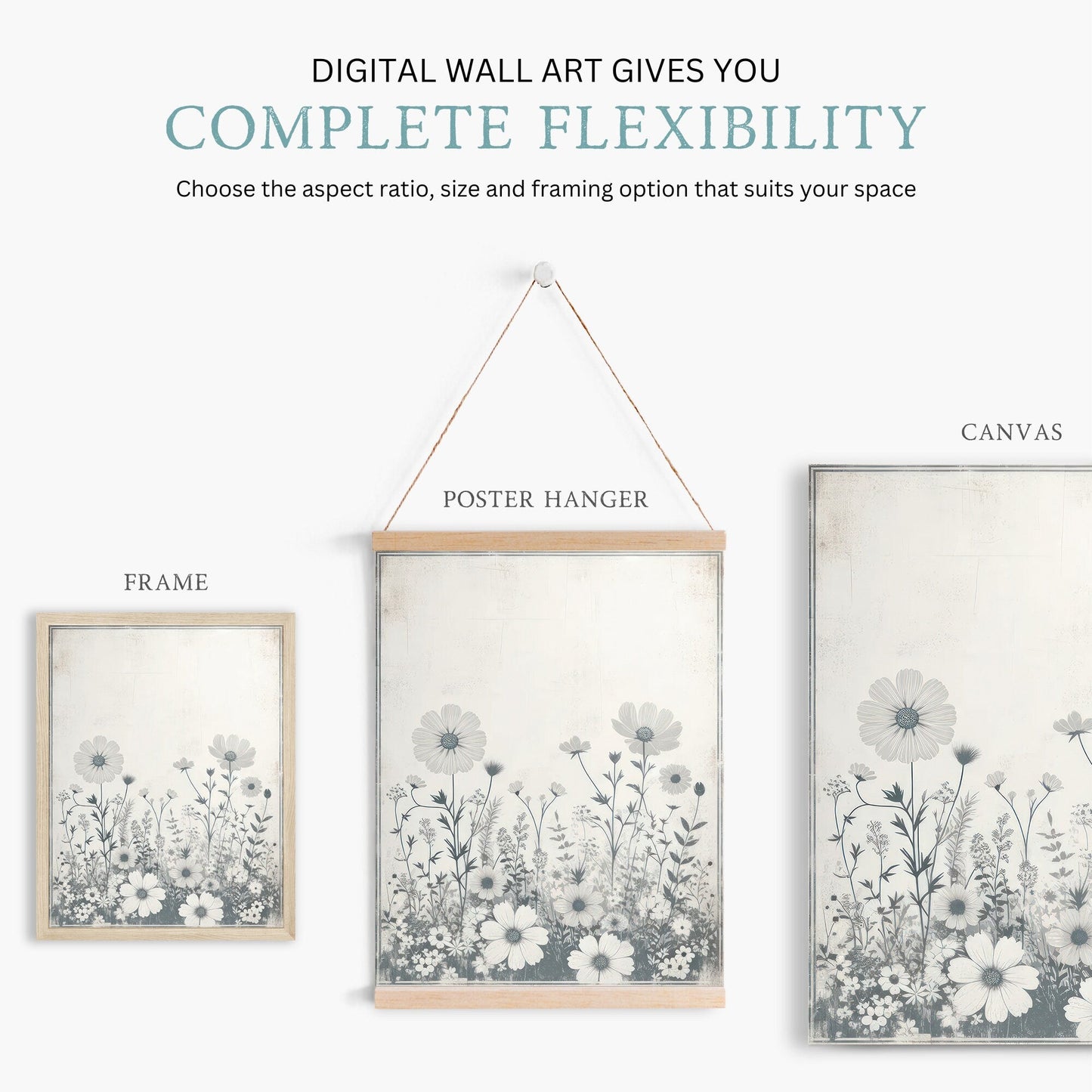 Wildflower Art Print, Rustic Floral Wall Decor, Vintage Flower Decor - WildfieldPrints