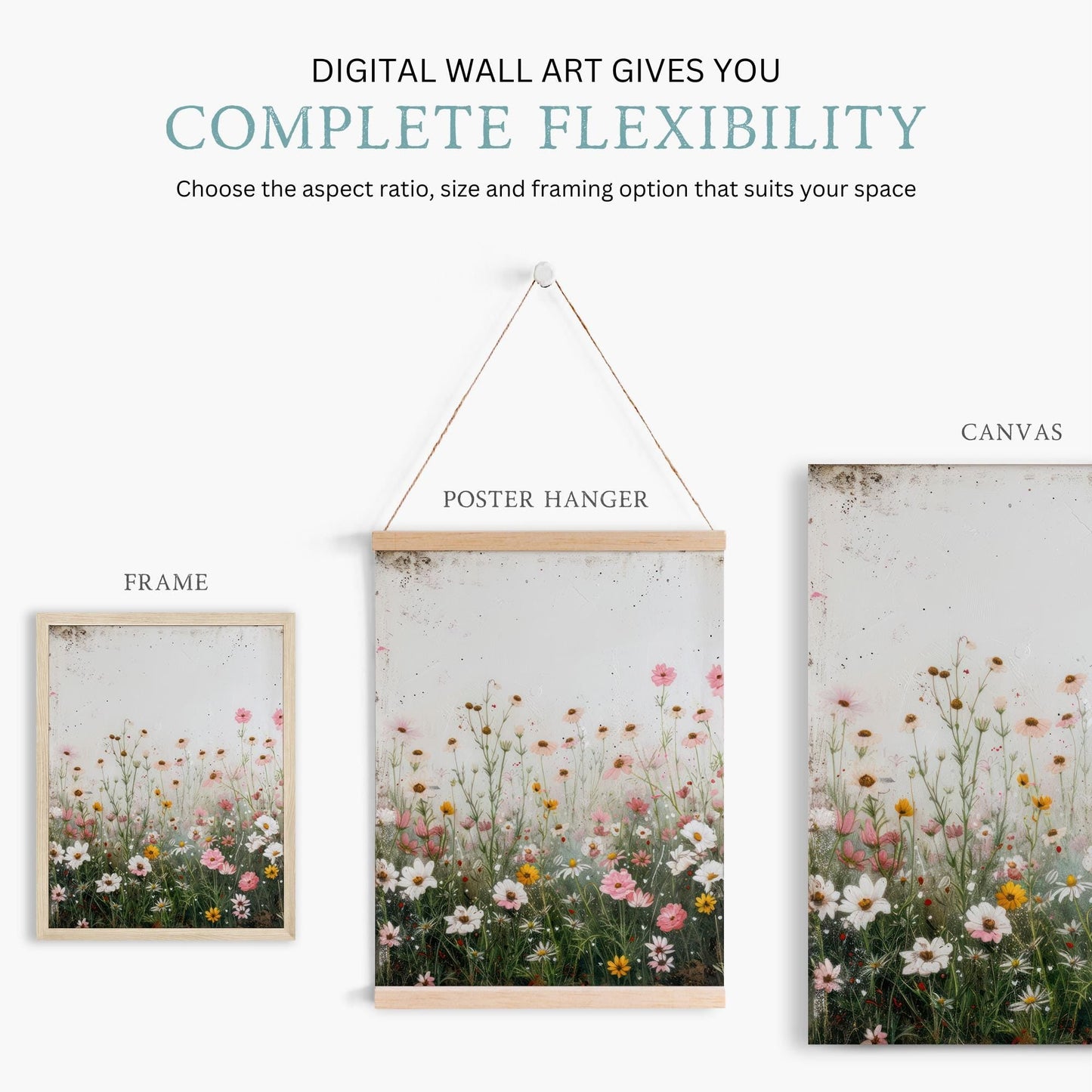 Wildflower Art Print, Vintage Floral Wall Decor, Rustic Botanical Decor - WildfieldPrints