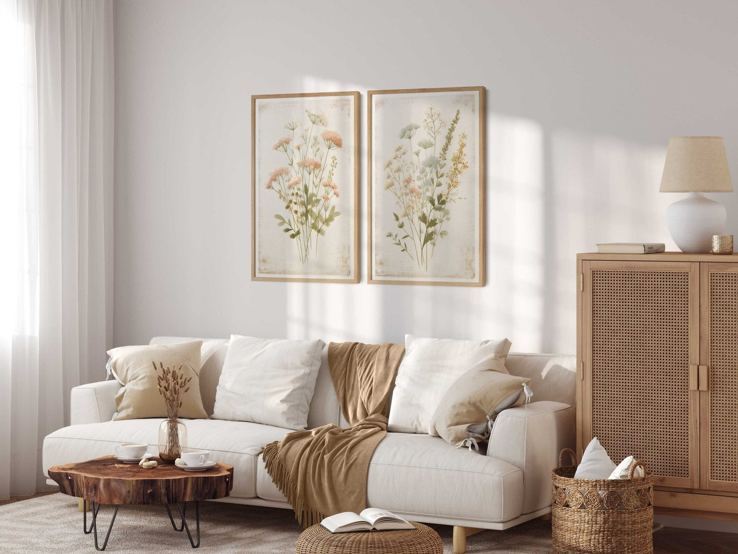Wildflower Art Prints, Rustic Floral Decor, Minimalist Flower Wall Art - WildfieldPrints