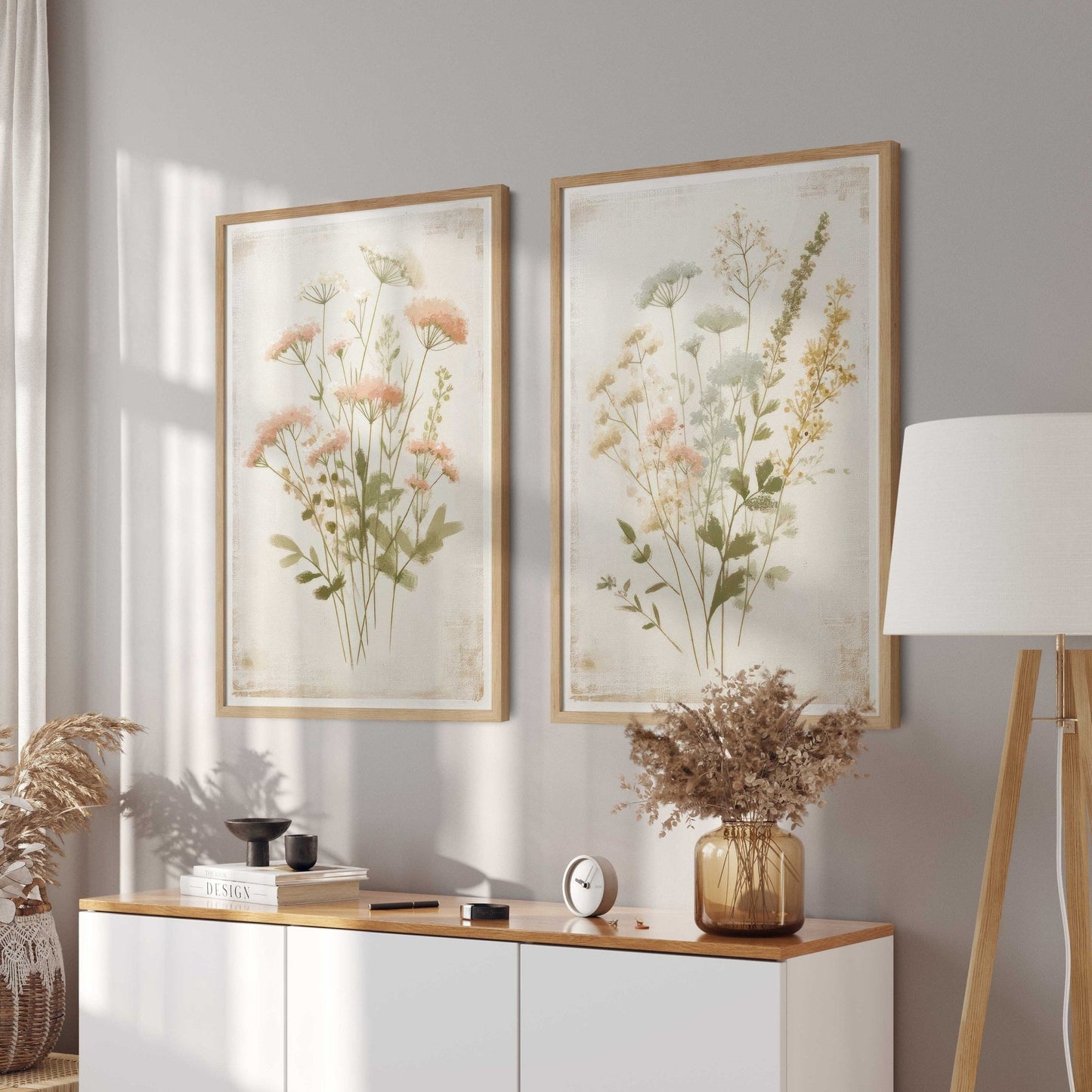 Wildflower Art Prints, Rustic Floral Decor, Minimalist Flower Wall Art - WildfieldPrints