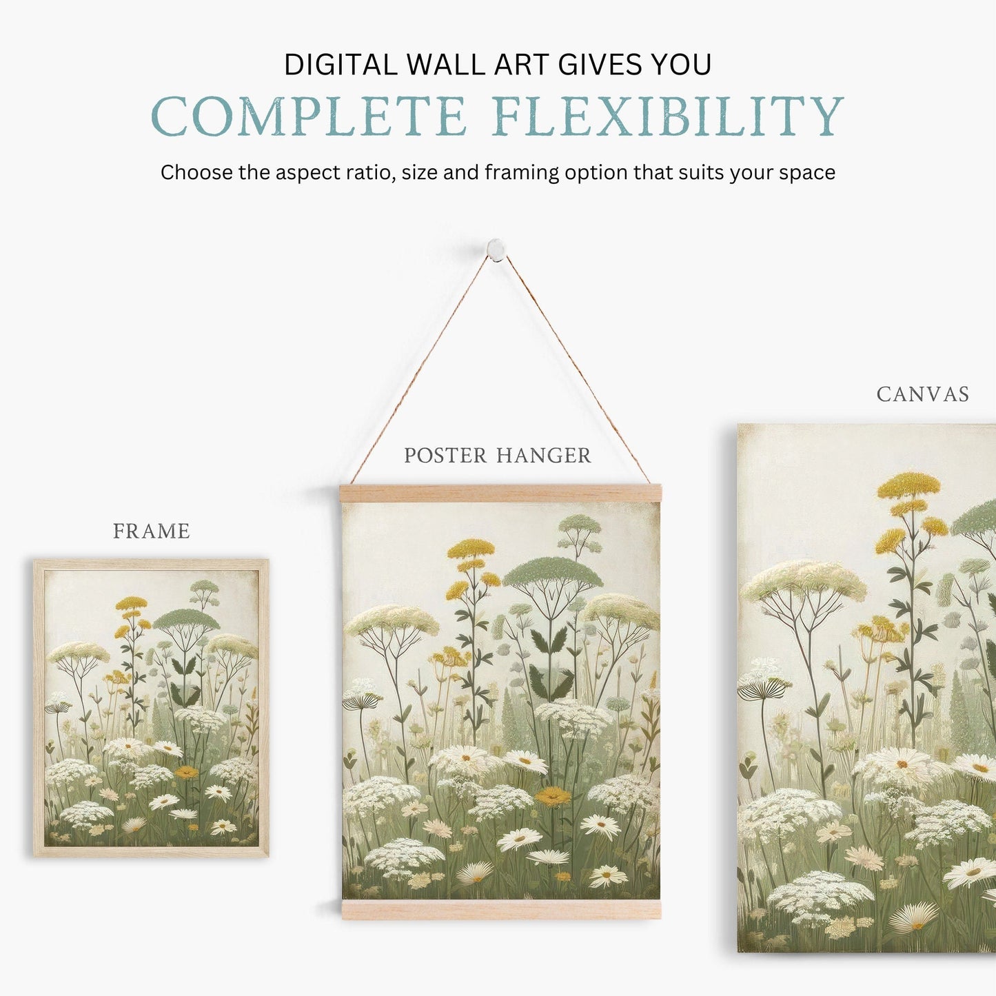 Wildflower Art Prints, Rustic Floral Decor, Vintage Botanical Wall Decor - WildfieldPrints