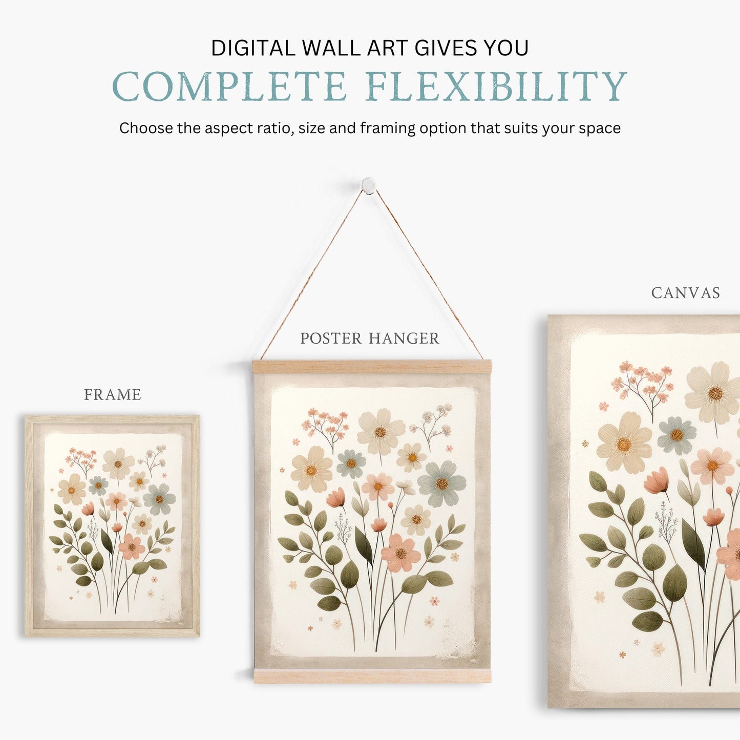 Wildflower Art Prints, Rustic Floral Decor, Vintage Flower Wall Art - WildfieldPrints