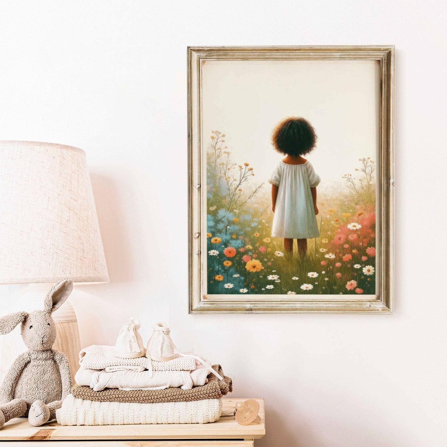 Wildflower Field Art, Nursery Flower Decor, African Girl Print - WildfieldPrints