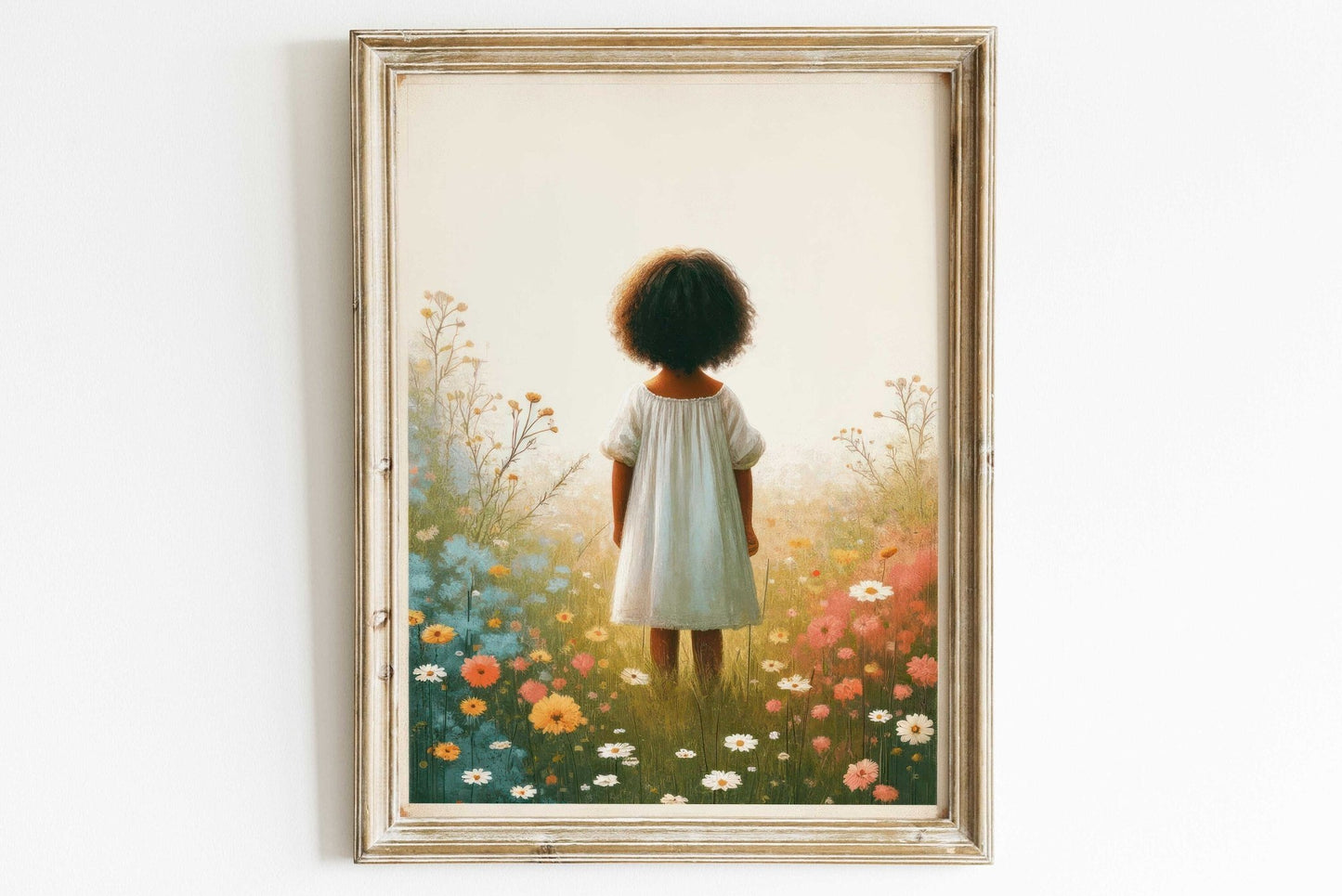 Wildflower Field Art, Nursery Flower Decor, African Girl Print - WildfieldPrints