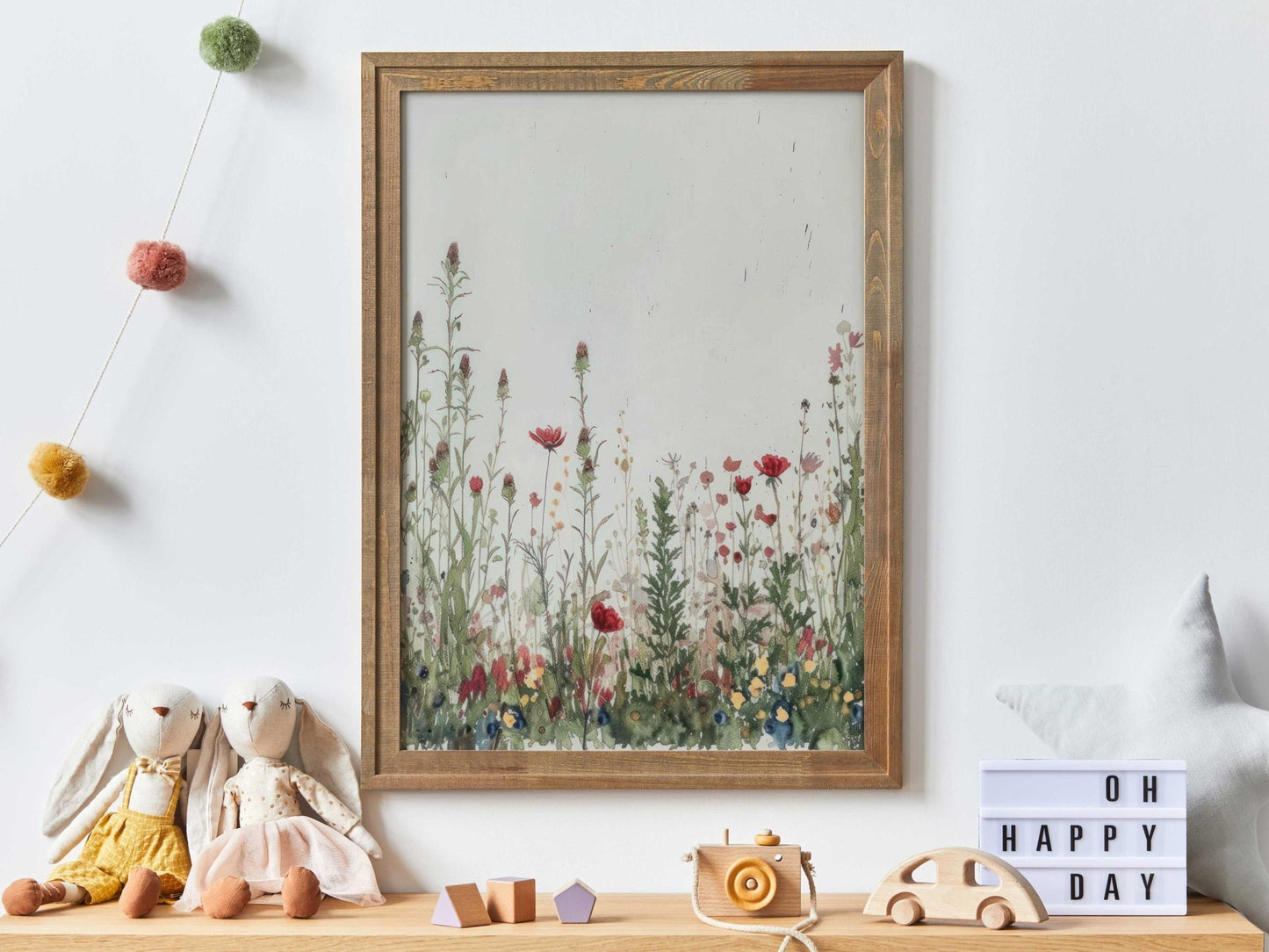 Wildflower Field Art, Rustic Floral Wall Decor, Botanical Nursery Decor - WildfieldPrints