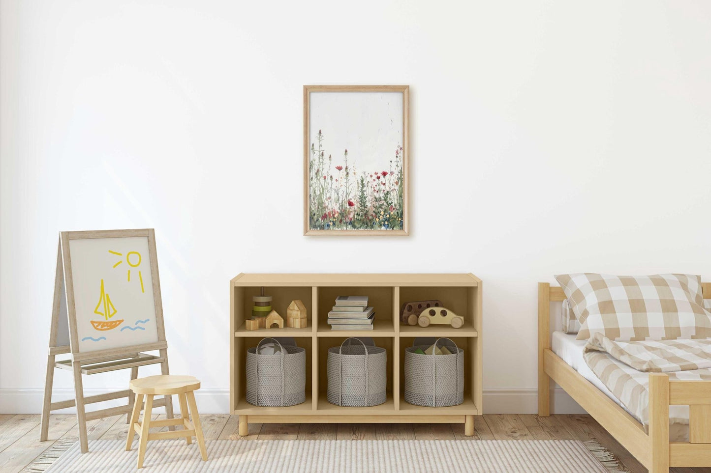 Wildflower Field Art, Rustic Floral Wall Decor, Botanical Nursery Decor - WildfieldPrints