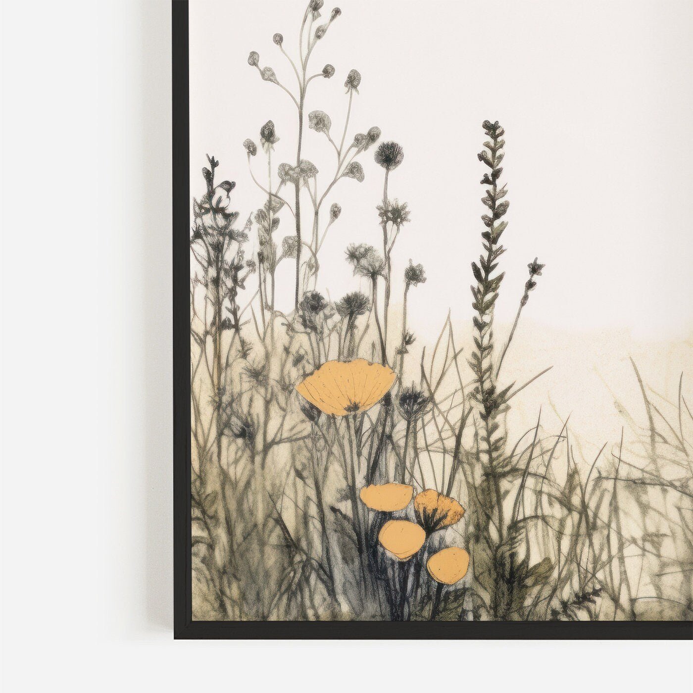 Wildflower Field Art, Watercolor Flower Prints, Minimalist Wall Decor - WildfieldPrints